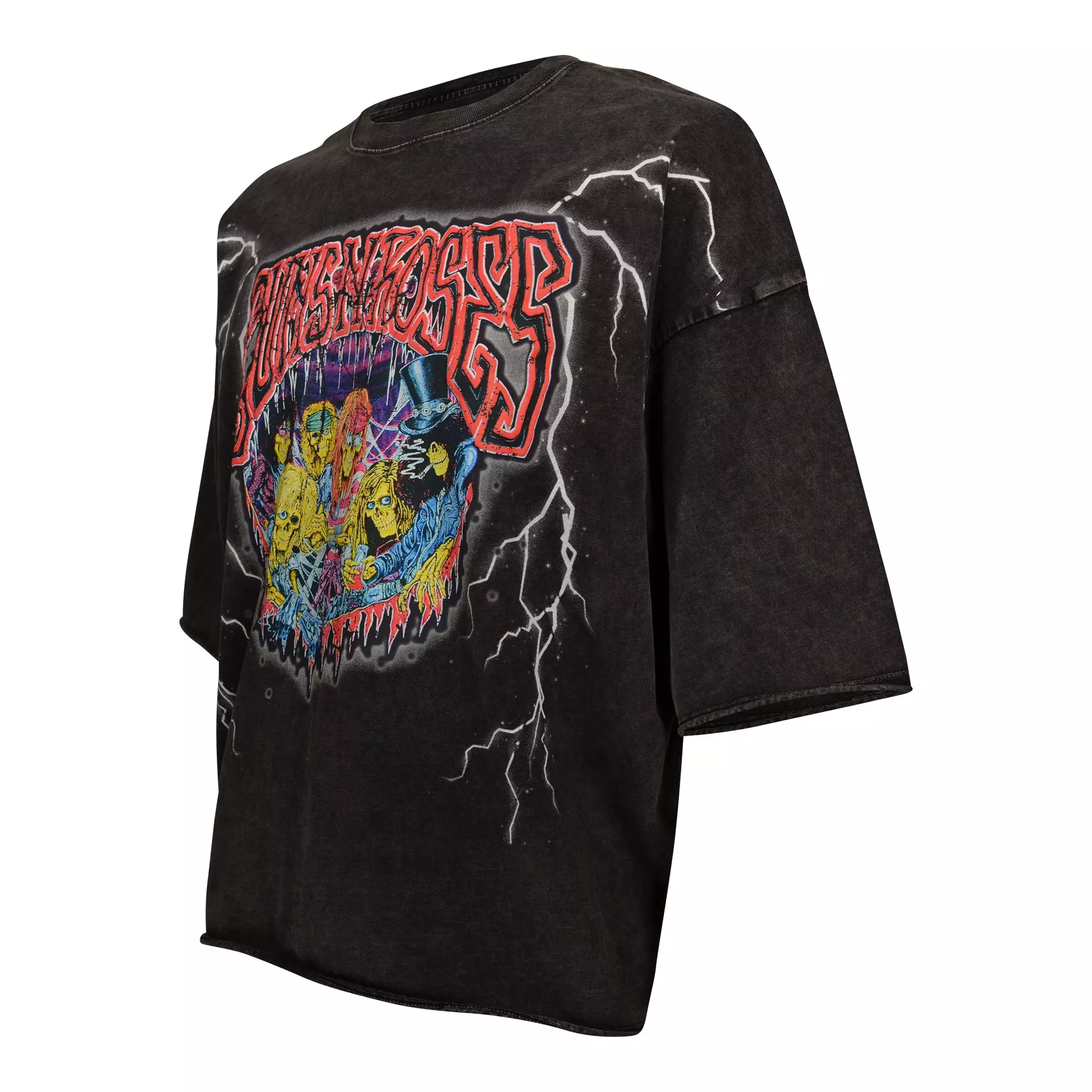 Freeze Max Men's Hollywood Rose Crop Tee - Washed Black - BLACK