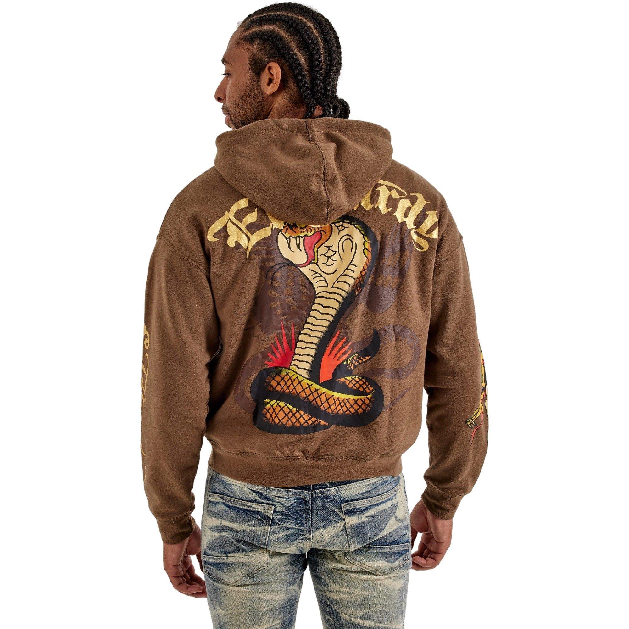 Ed Hardy Men's Cross Full-ZIp Fleece Jacket - BROWN Thumbnail View 2