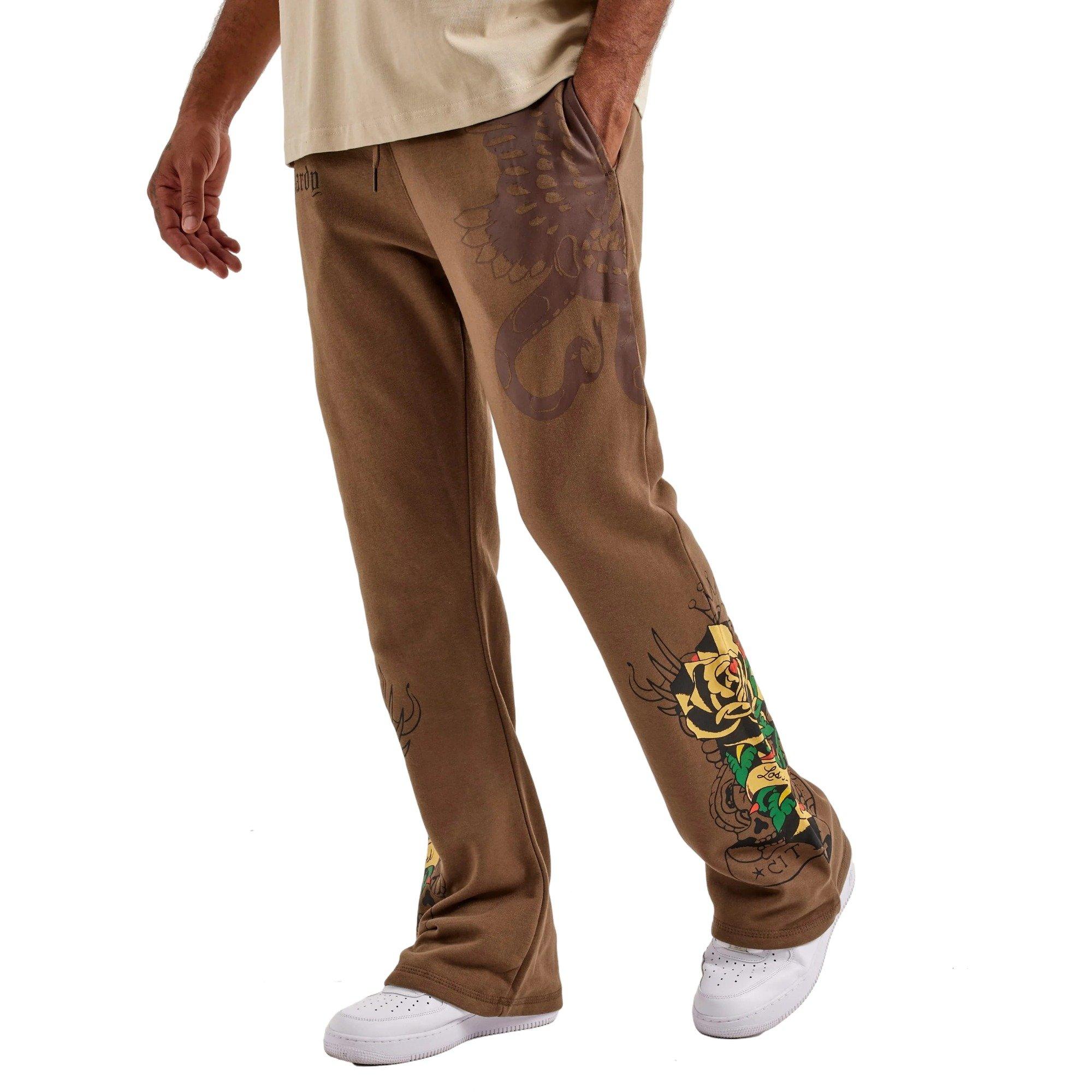 Ed Hardy Men's Bootcut Fleece Pants - BROWN Thumbnail View 3