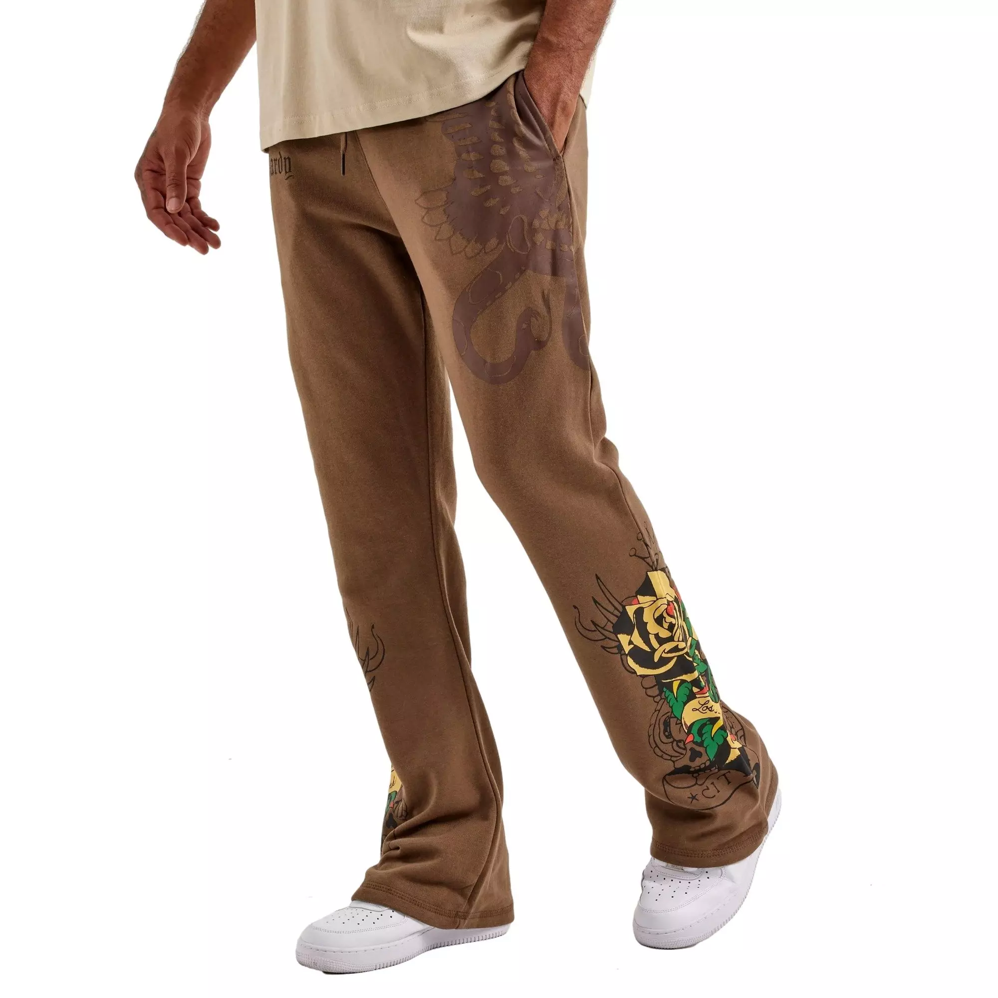 Ed Hardy Men's Bootcut Fleece Pants - BROWN