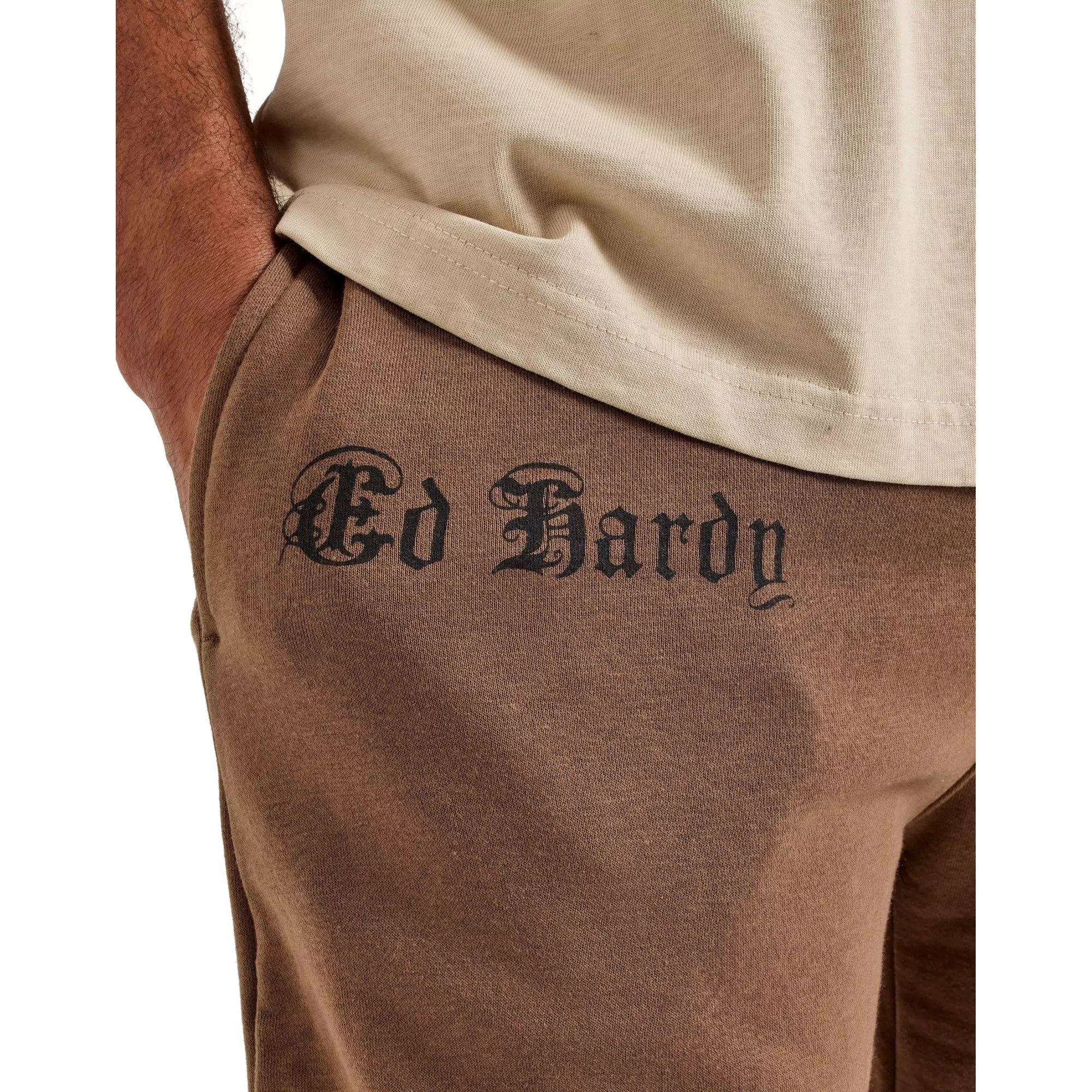 Ed Hardy Men's Bootcut Fleece Pants - BROWN