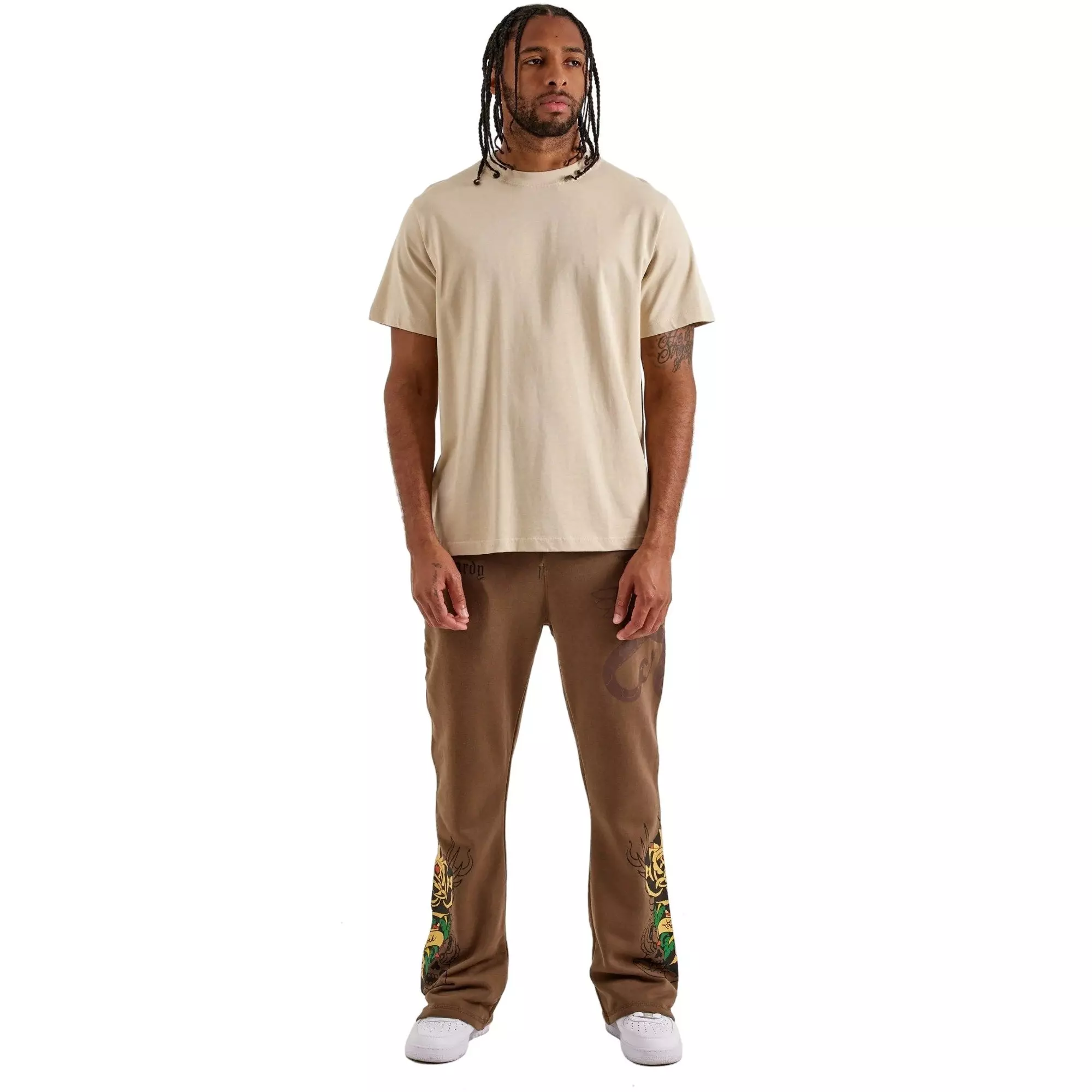 Ed Hardy Men's Bootcut Fleece Pants - BROWN