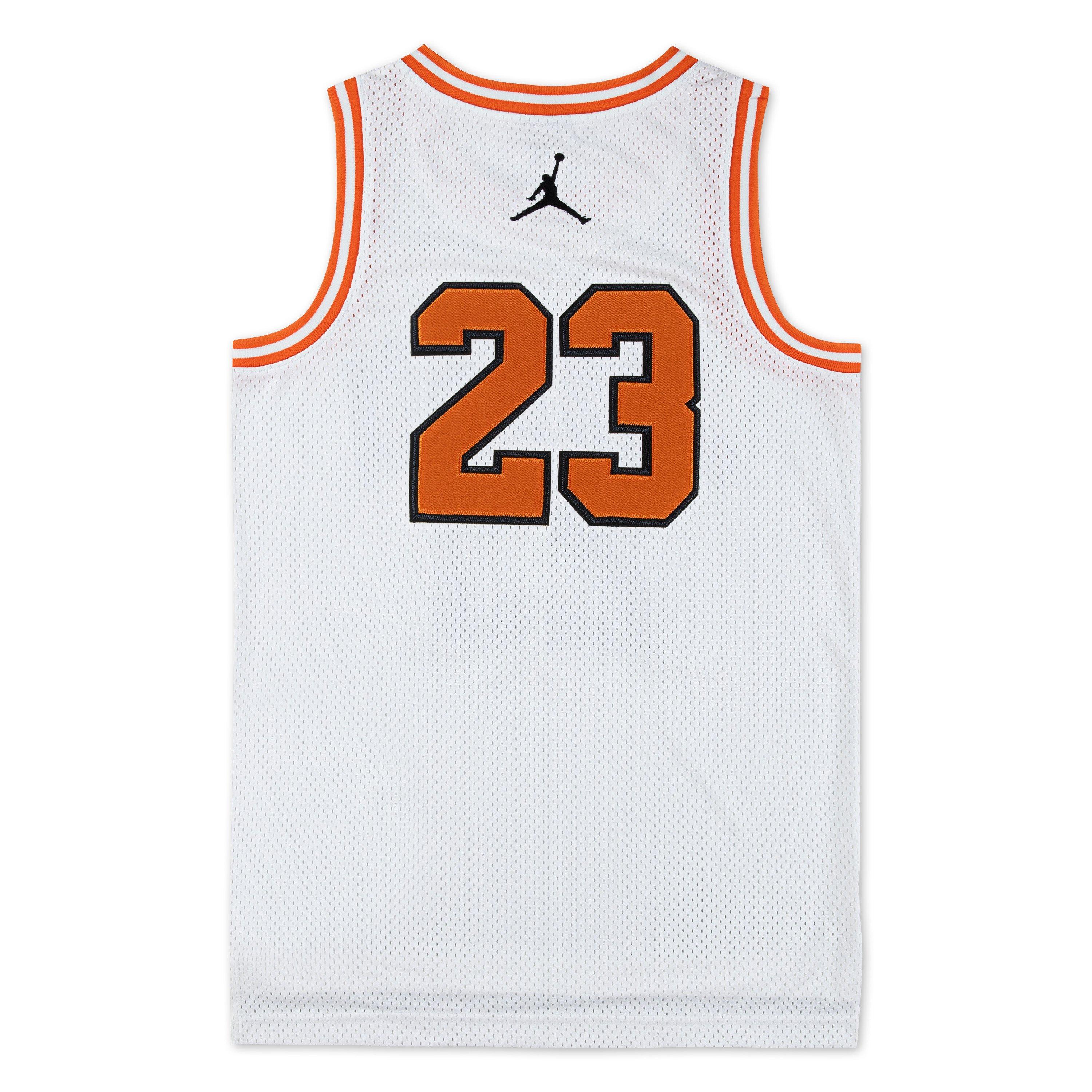 Jordan Basketball Big Boys' White/Orange Jersey