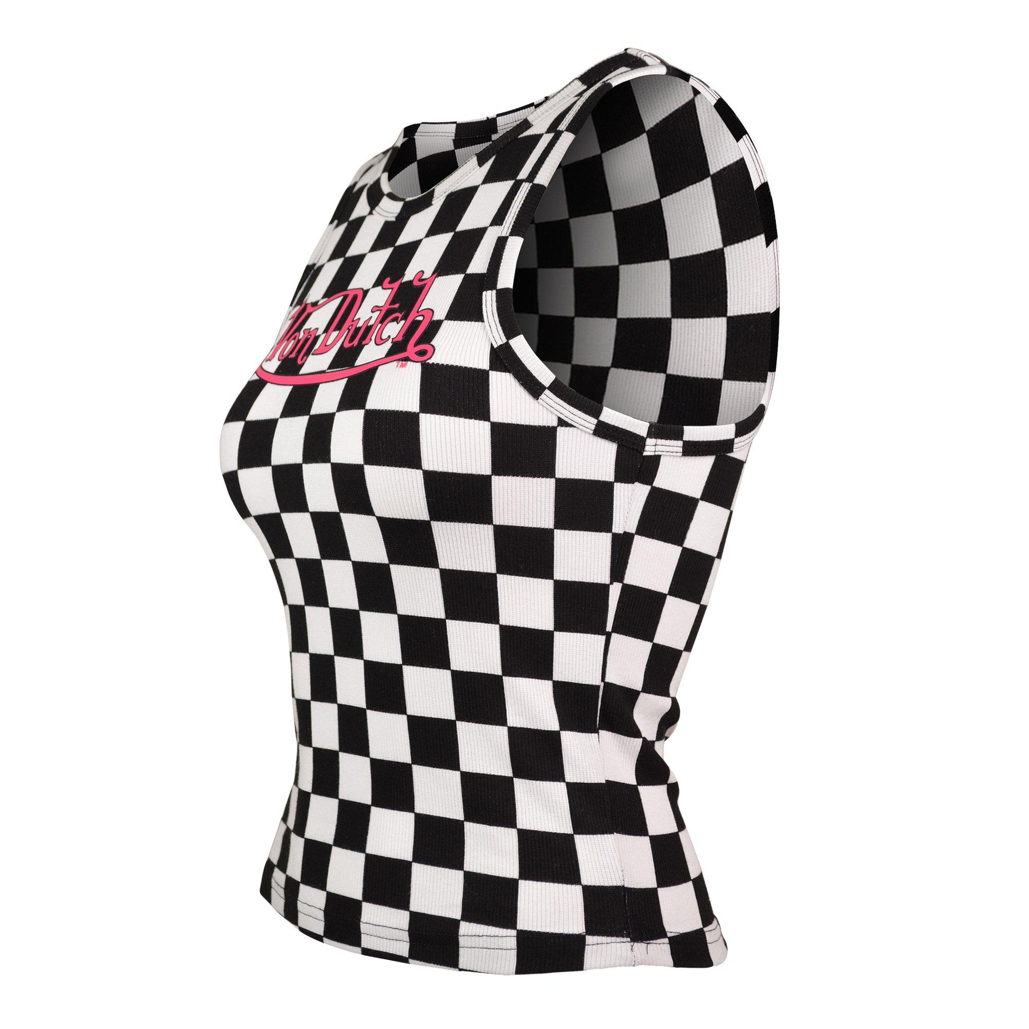 Von Dutch Women's Checkerboard Tank - White/Black - WHITE/BLACK Thumbnail View 3