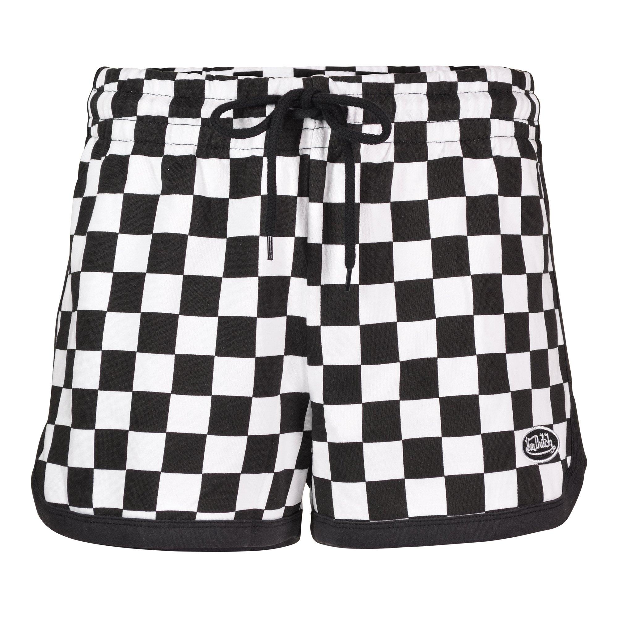 パンツ SZ Blockprints Checked Drawing Shorts Von Dutch Women's Checkerboard Shorts - White/Black