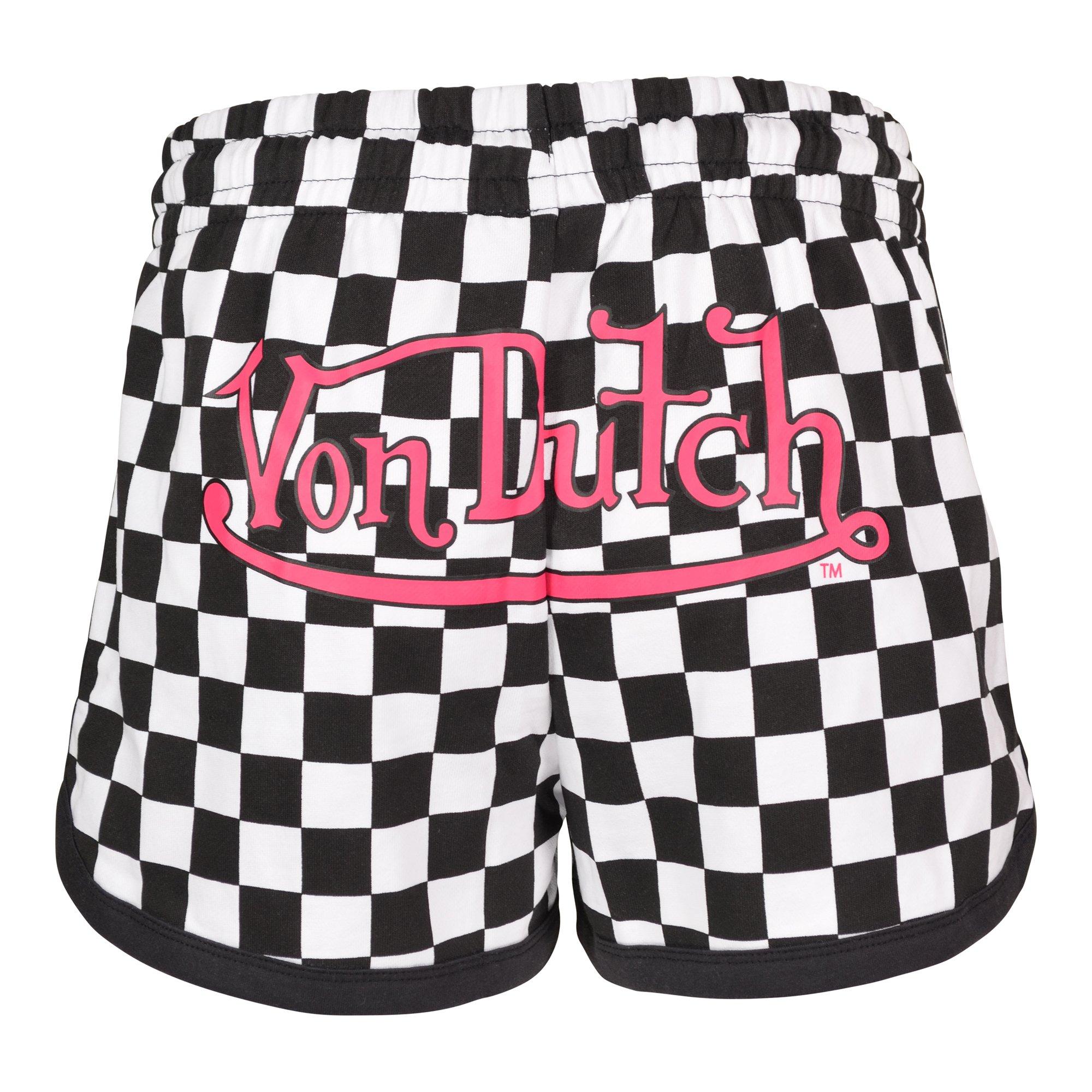 Von Dutch Women's Checkerboard Shorts - White/Black - WHITE/BLACK Thumbnail View 2