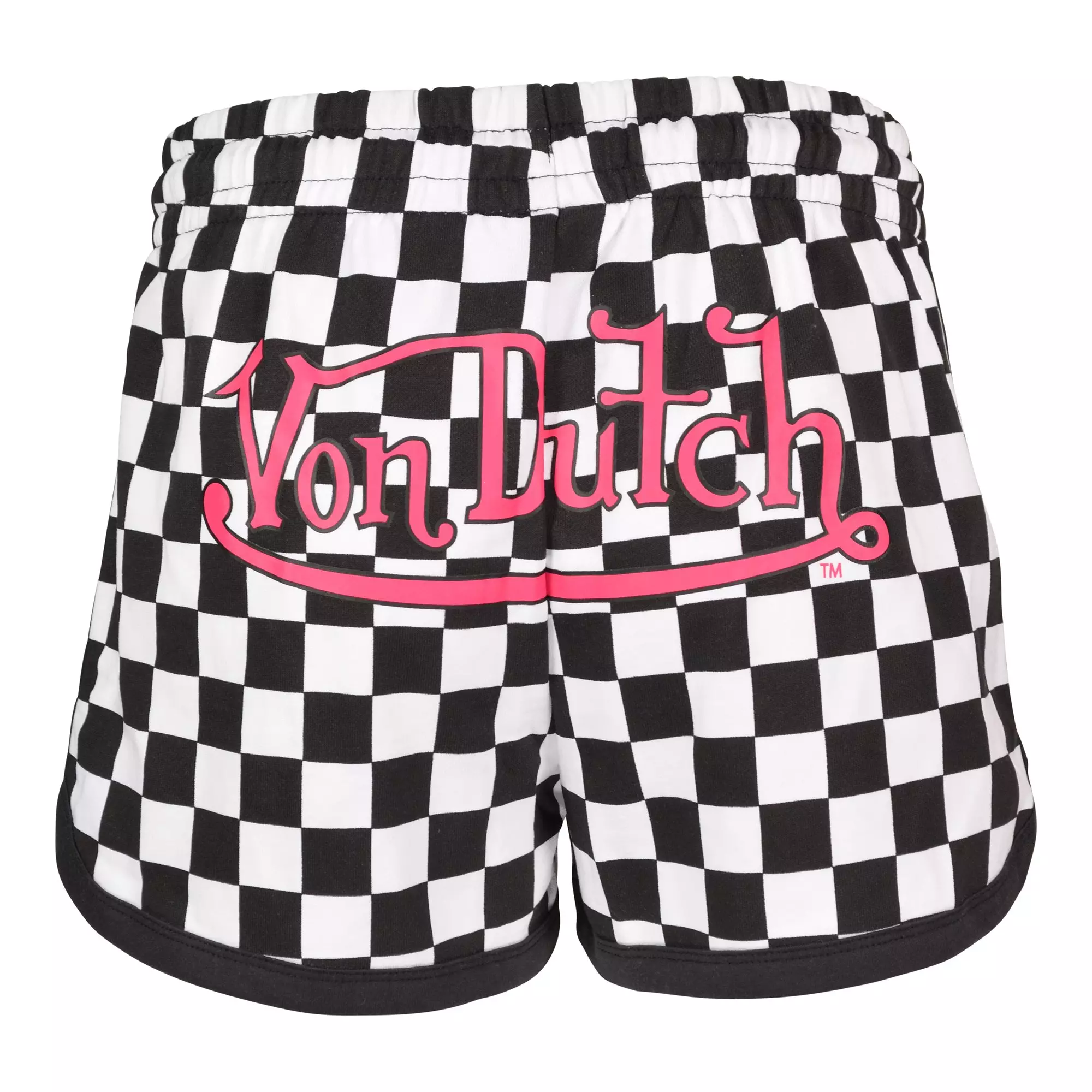 Von Dutch Women's Checkerboard Shorts - White/Black - WHITE/BLACK