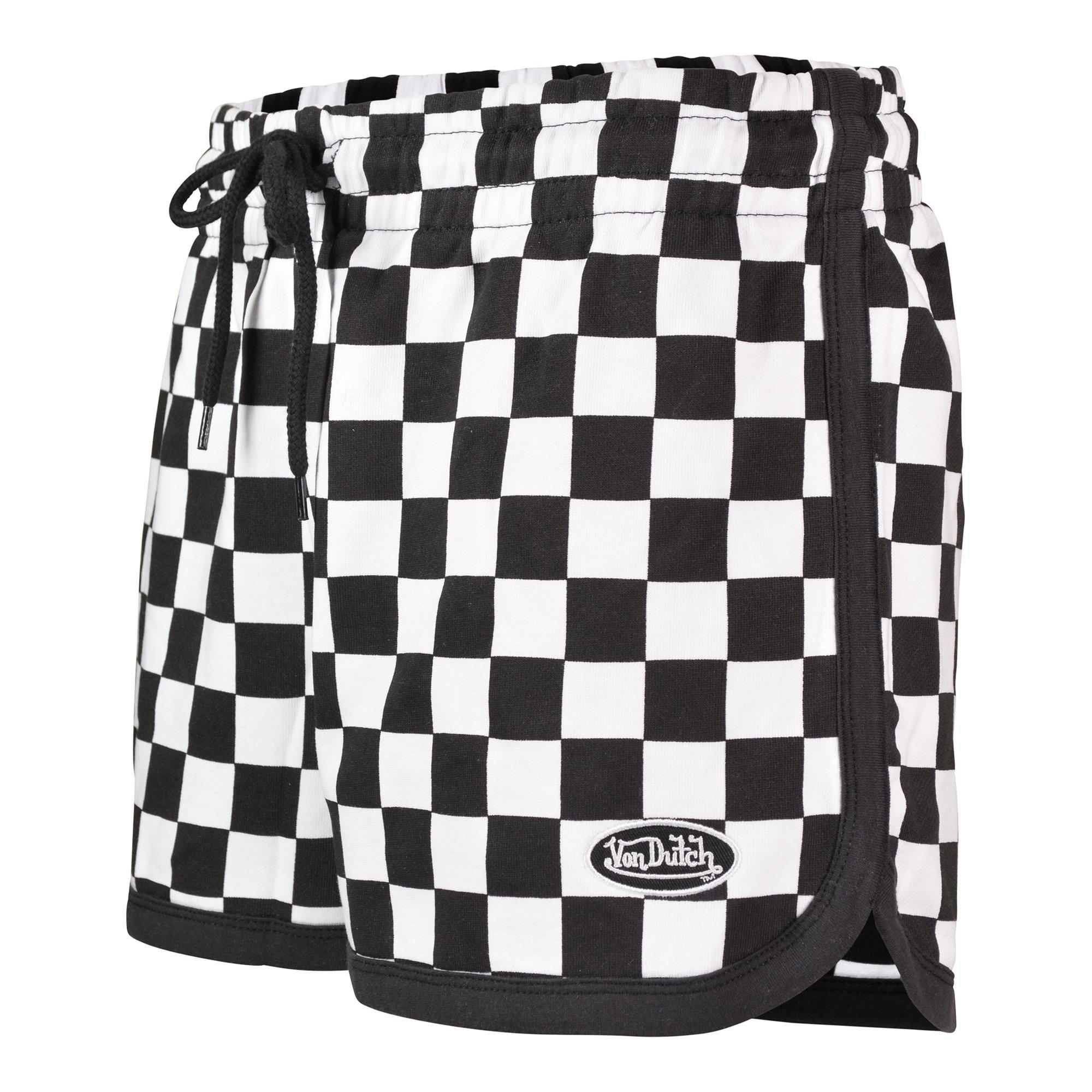Von Dutch Women's Checkerboard Shorts - White/Black - WHITE/BLACK Thumbnail View 3