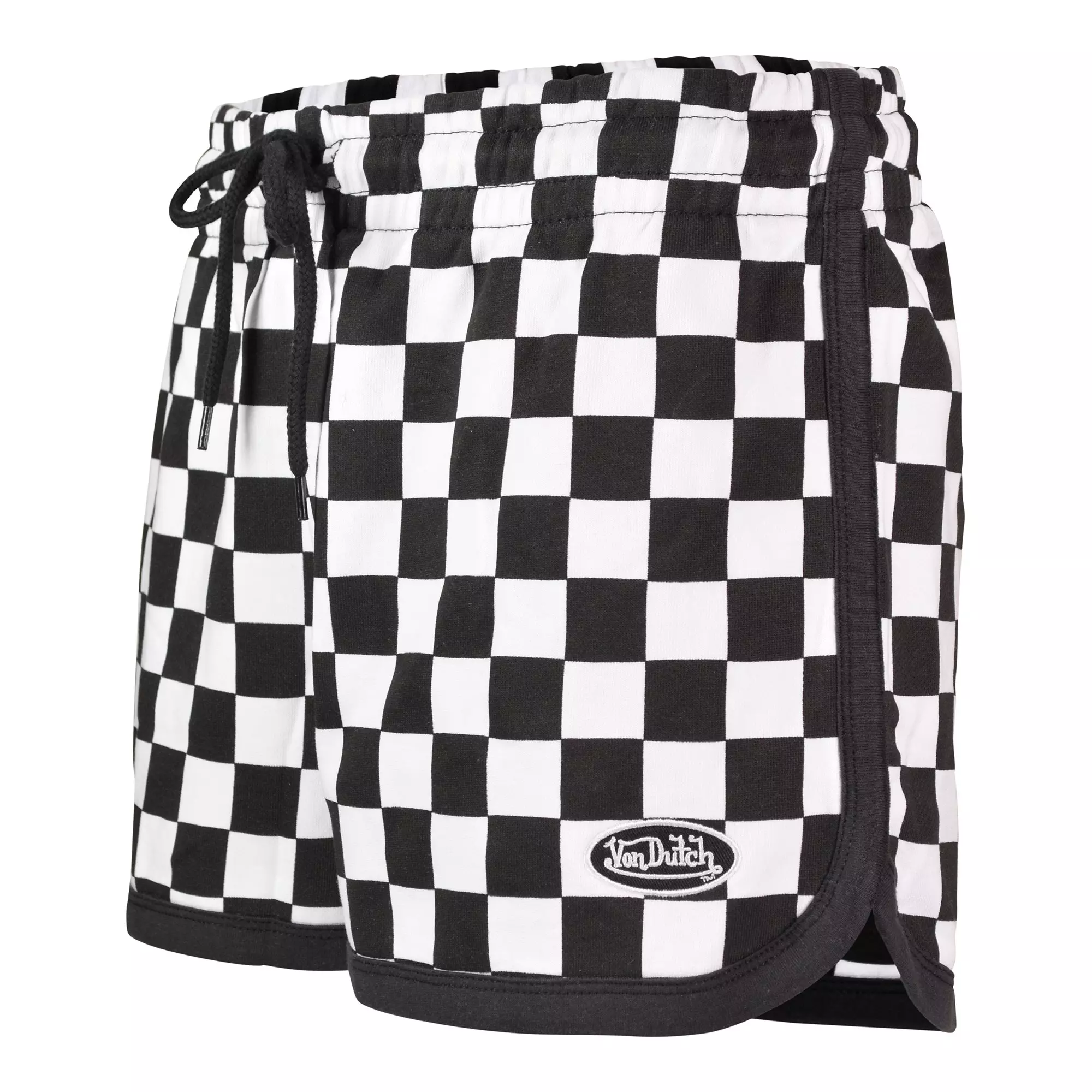 Von Dutch Women's Checkerboard Shorts - White/Black - WHITE/BLACK