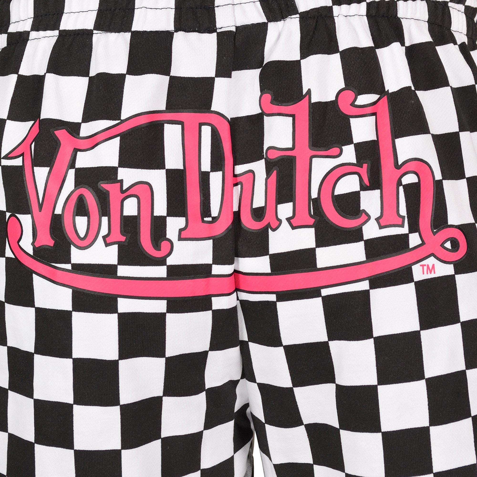 Von Dutch Women's Checkerboard Shorts - White/Black - WHITE/BLACK Thumbnail View 4