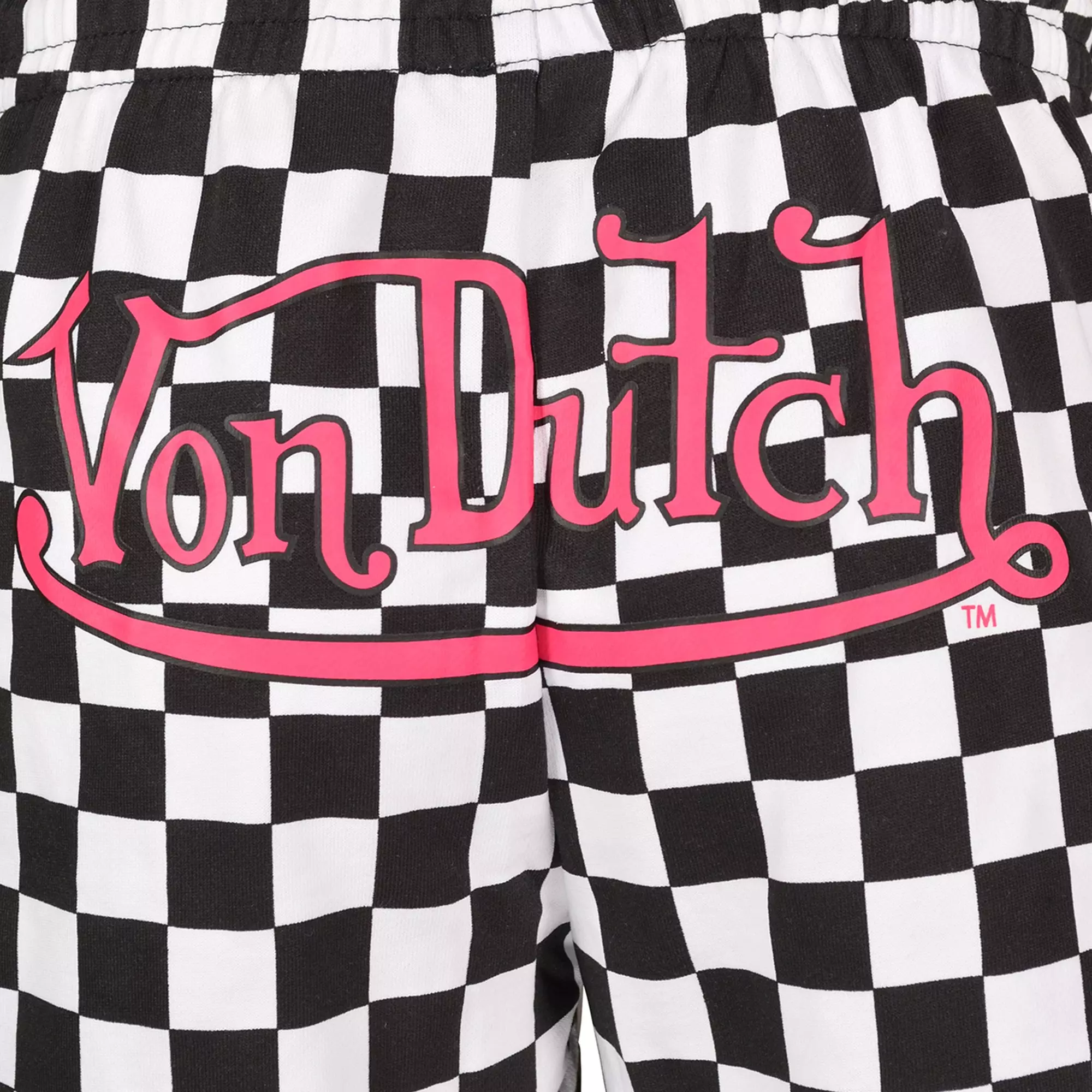 Von Dutch Women's Checkerboard Shorts - White/Black - WHITE/BLACK