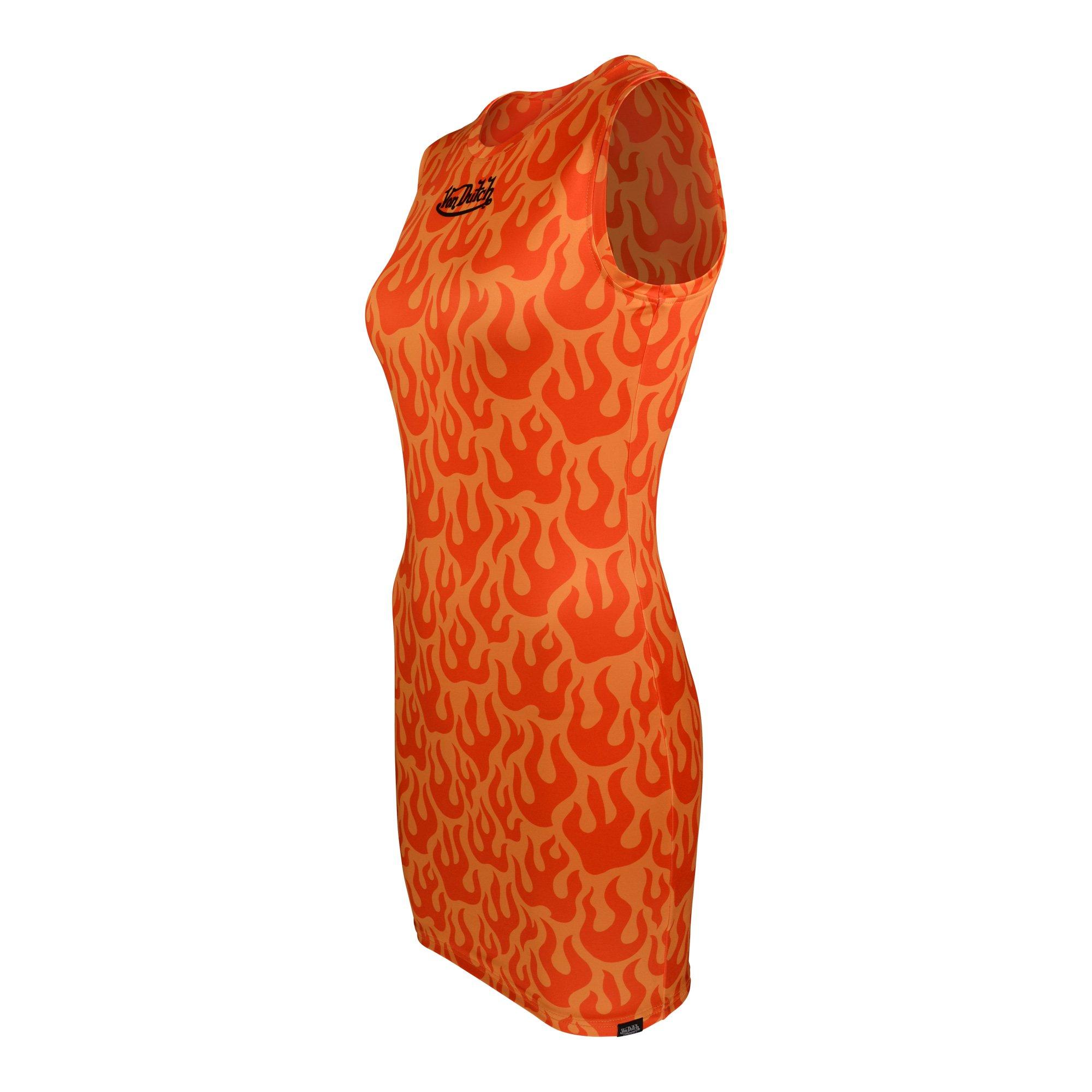 Von Dutch Women's Printed Flame Dress - Orange - ORANGE Thumbnail View 3