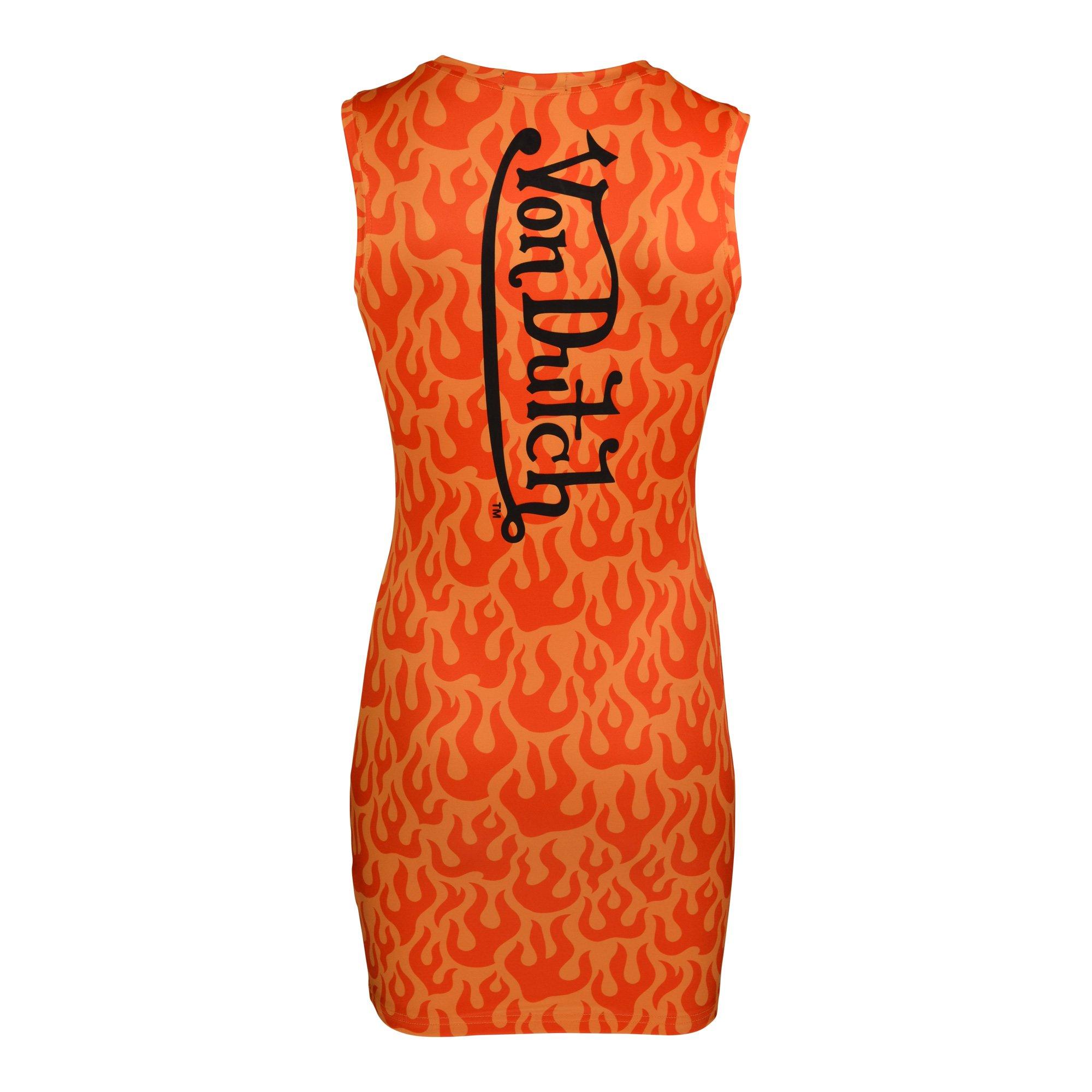 Von Dutch Women's Printed Flame Dress - Orange - ORANGE Thumbnail View 2