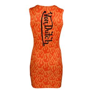 Von Dutch Women's Printed Flame Dress - Orange
