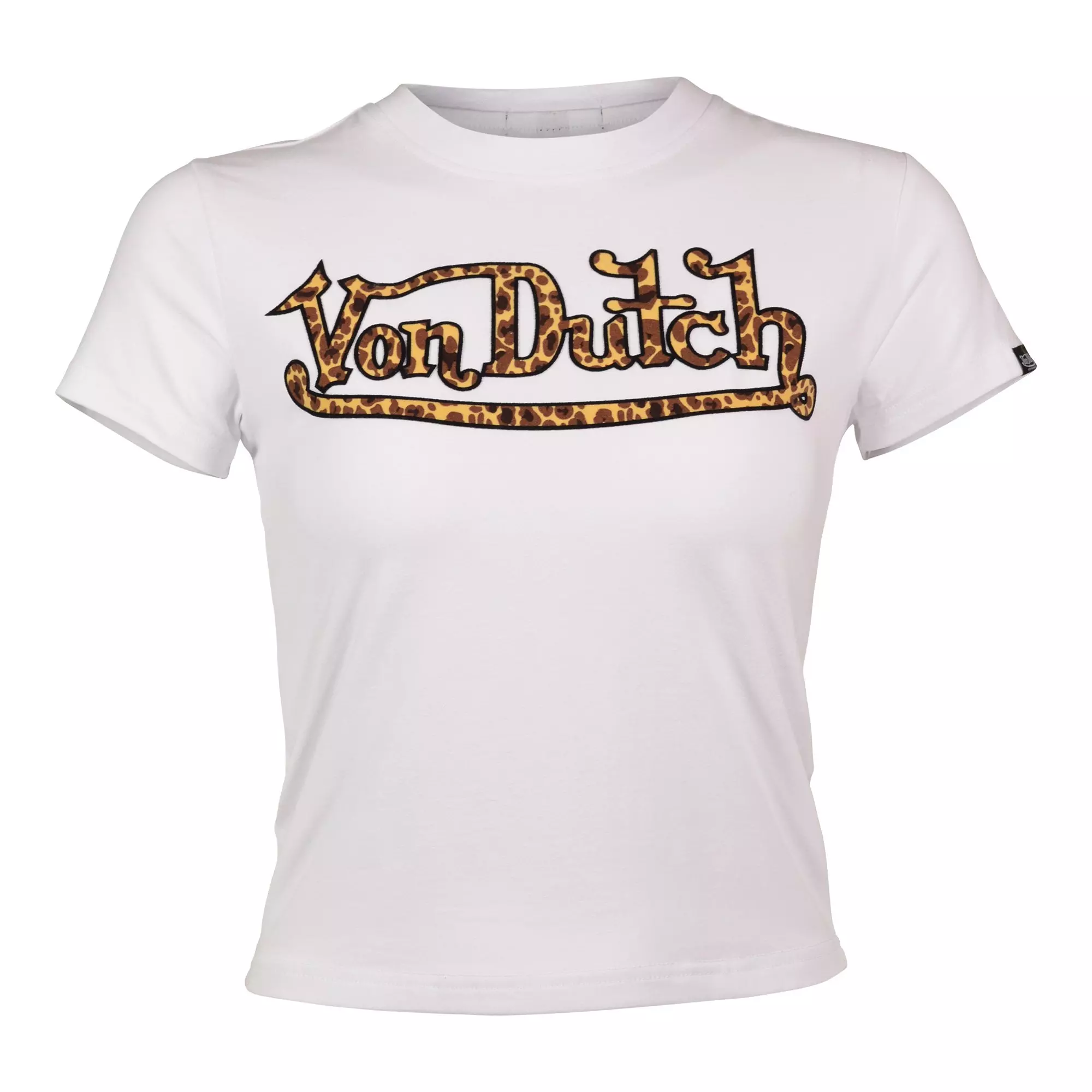 Von Dutch Women's Animal Fill Baby Tee - White/Leopard - WHITE