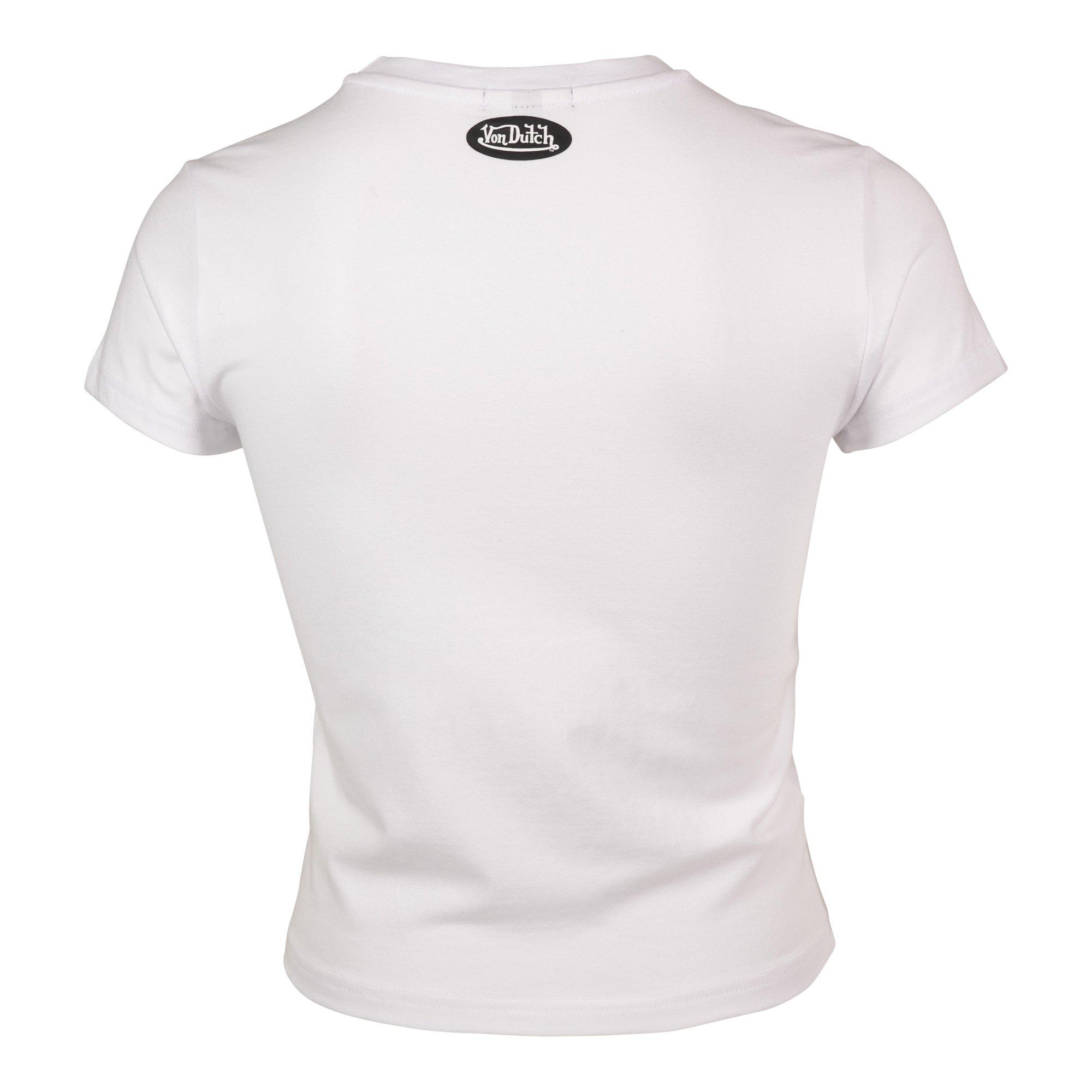 Von Dutch Women's "Leopard Print" Baby Tee - White - WHITE Thumbnail View 2