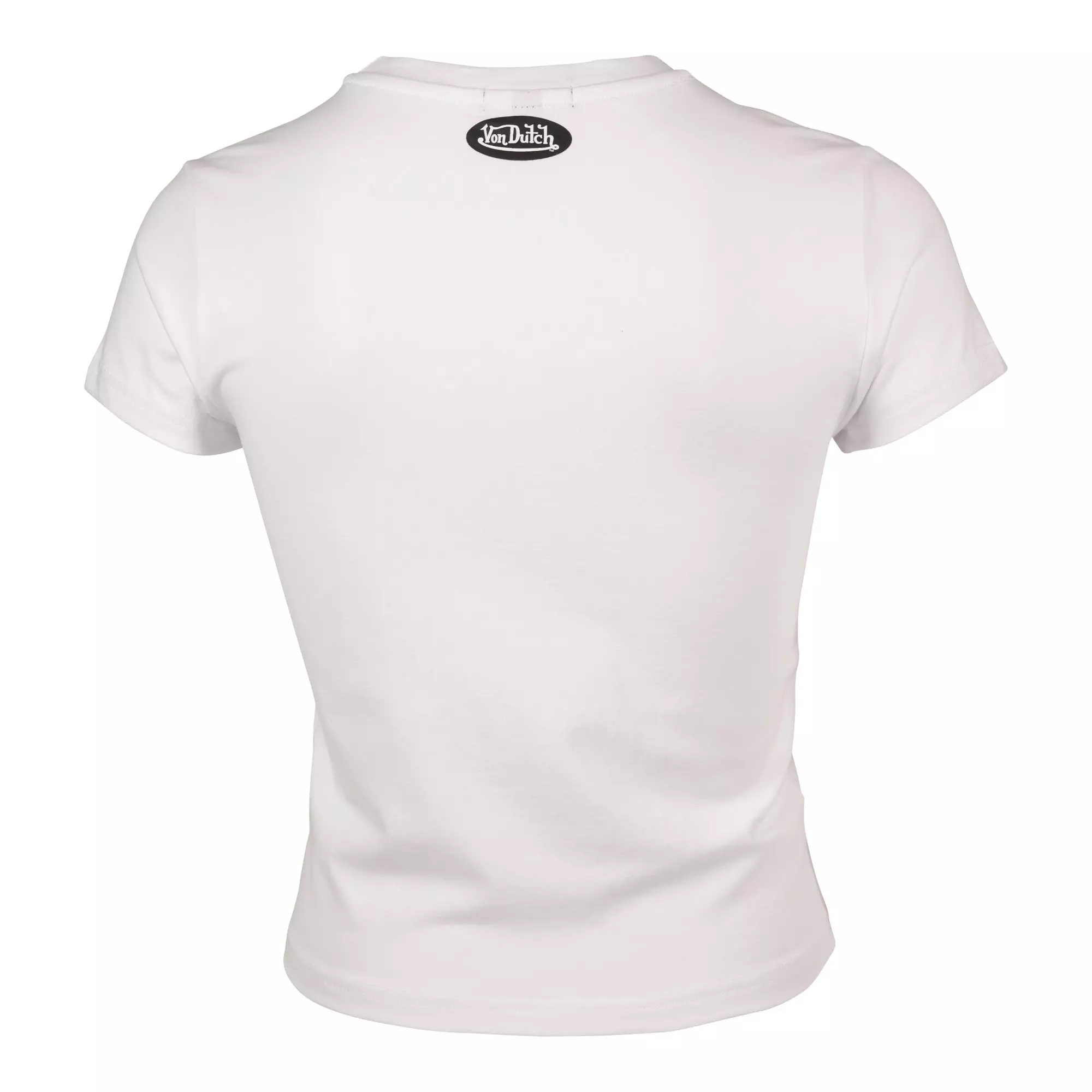 Von Dutch Women's "Leopard Print" Baby Tee - White - WHITE