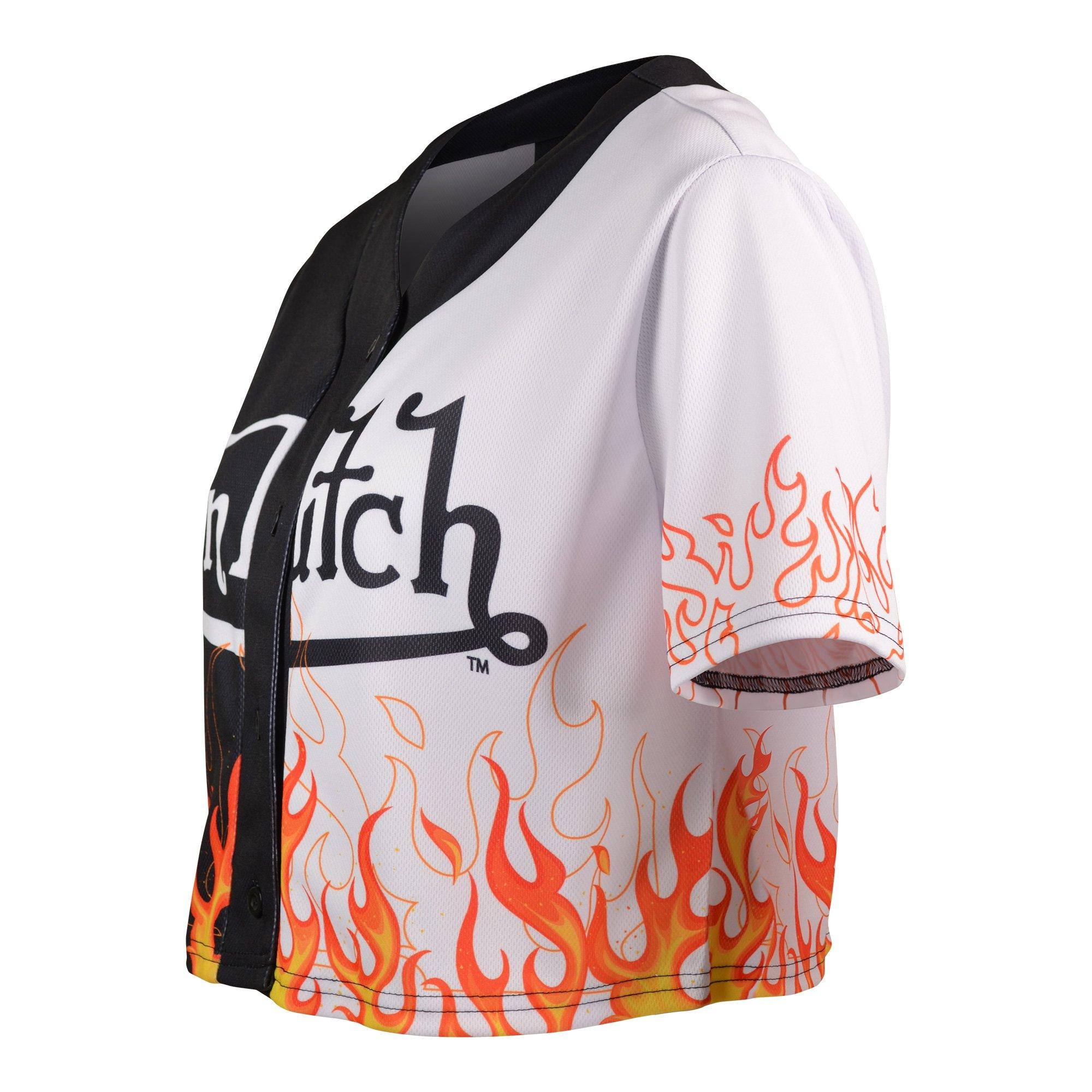 Von Dutch Women's Split Color Flame Jersey - Black/White - BLACK/WHITE Thumbnail View 4