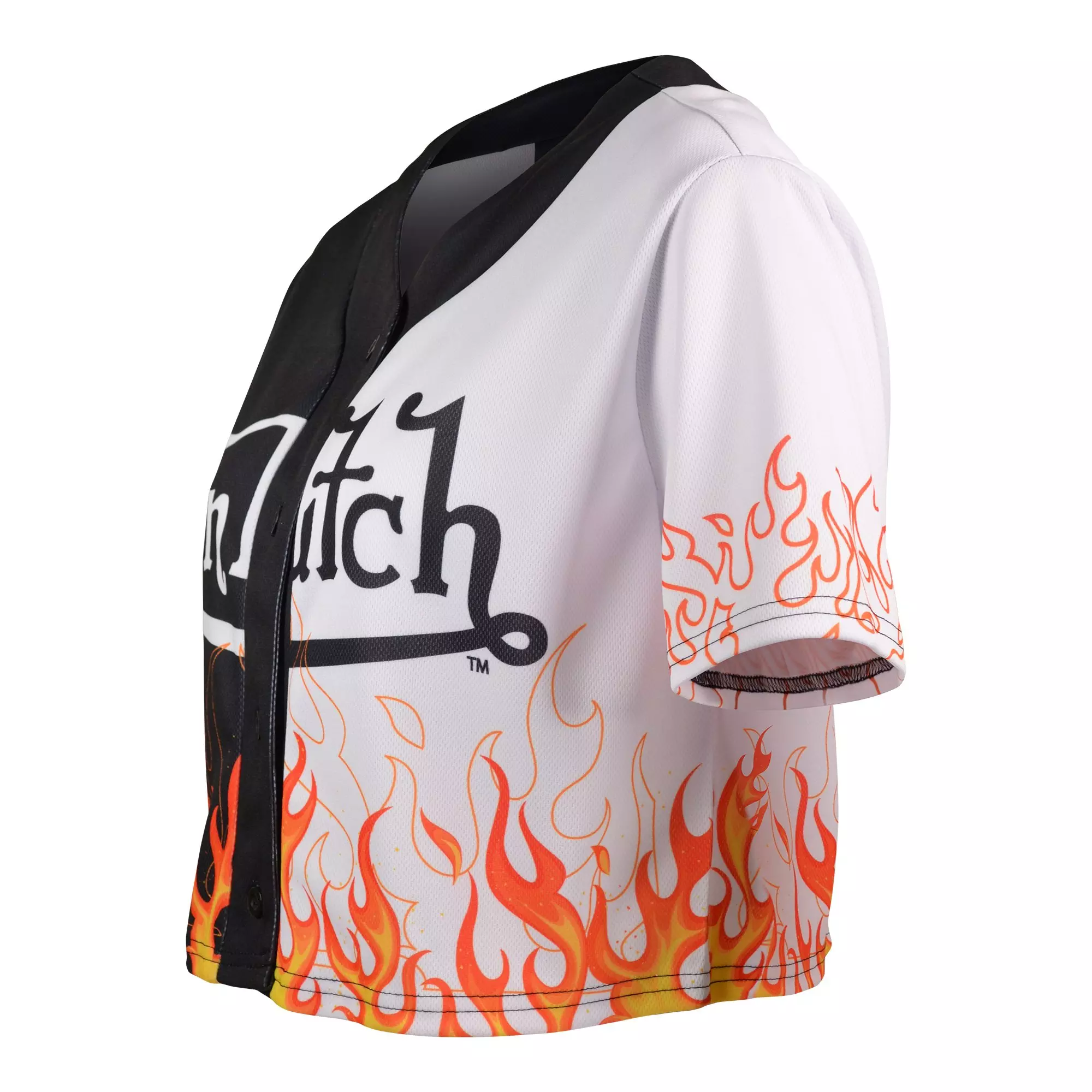 Von Dutch Women's Split Color Flame Jersey - Black/White