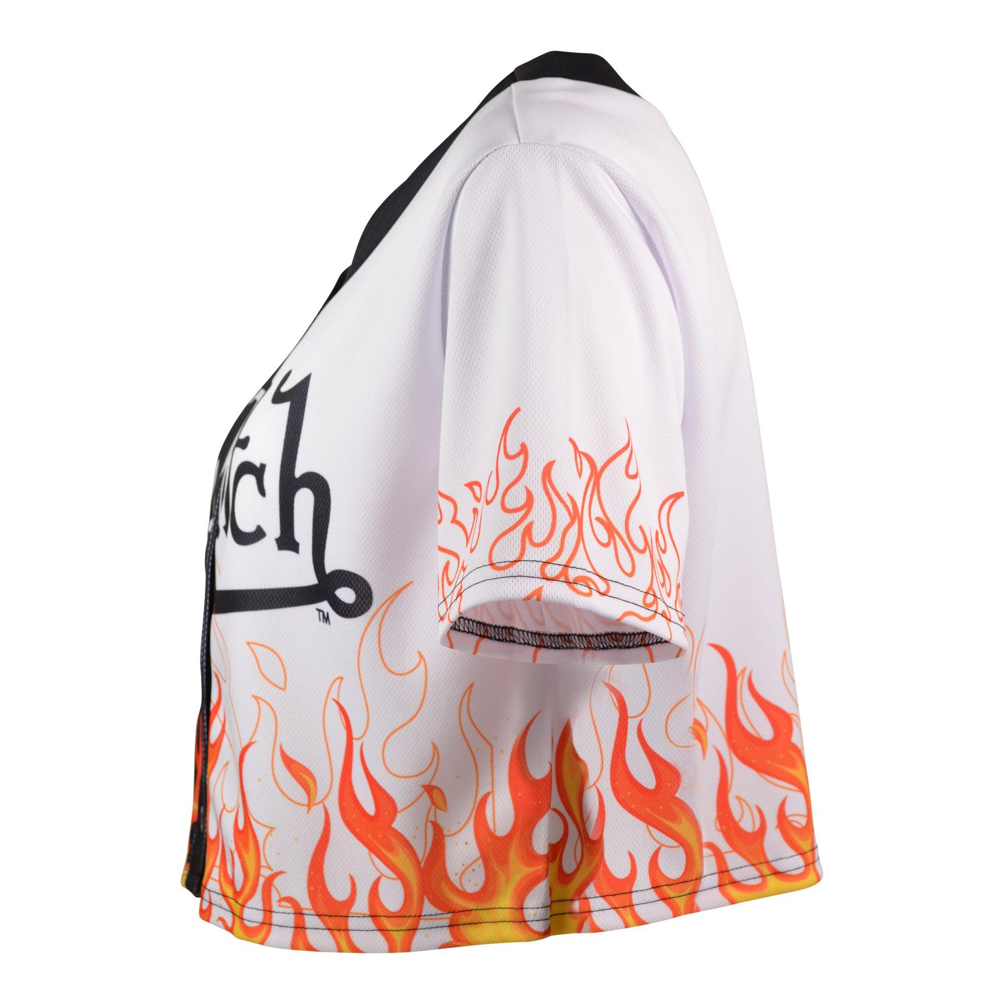 Von Dutch Women's Split Color Flame Jersey - Black/White - BLACK/WHITE Thumbnail View 3