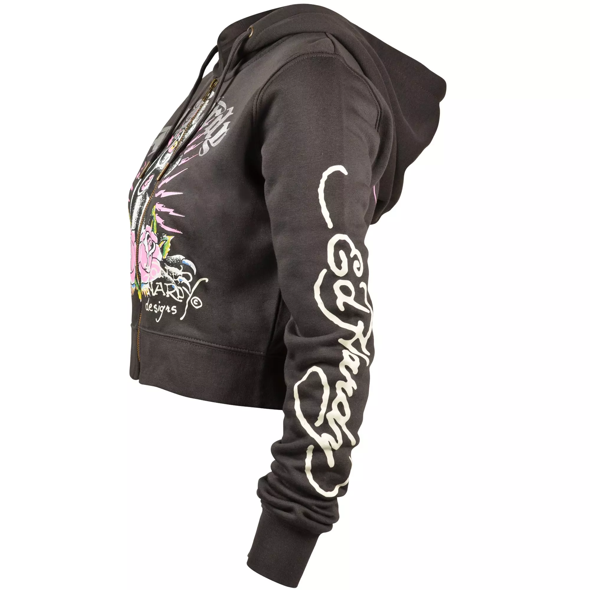 Ed Hardy Women's Panther Fleece Full Zip Hoodie - Grey