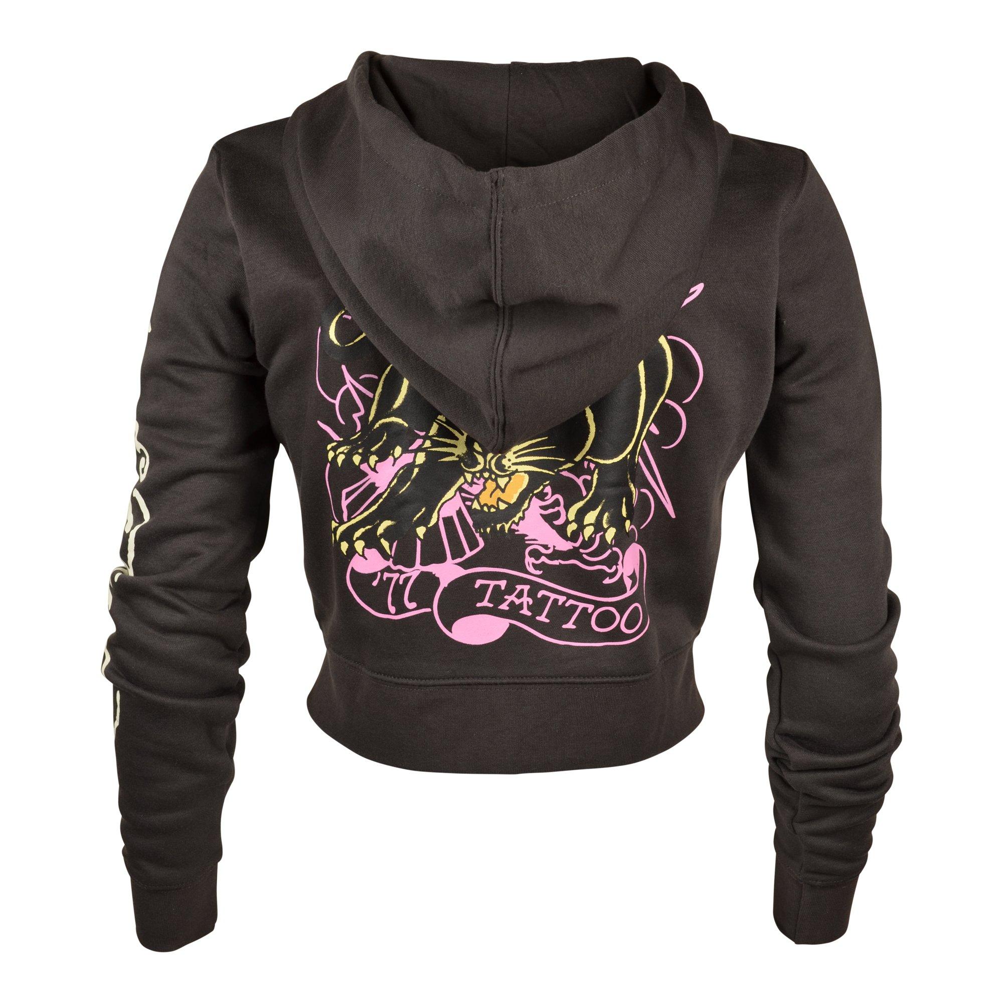 Ed Hardy Panther Women's Graphic Fleece Full Zip Hoodie - Grey