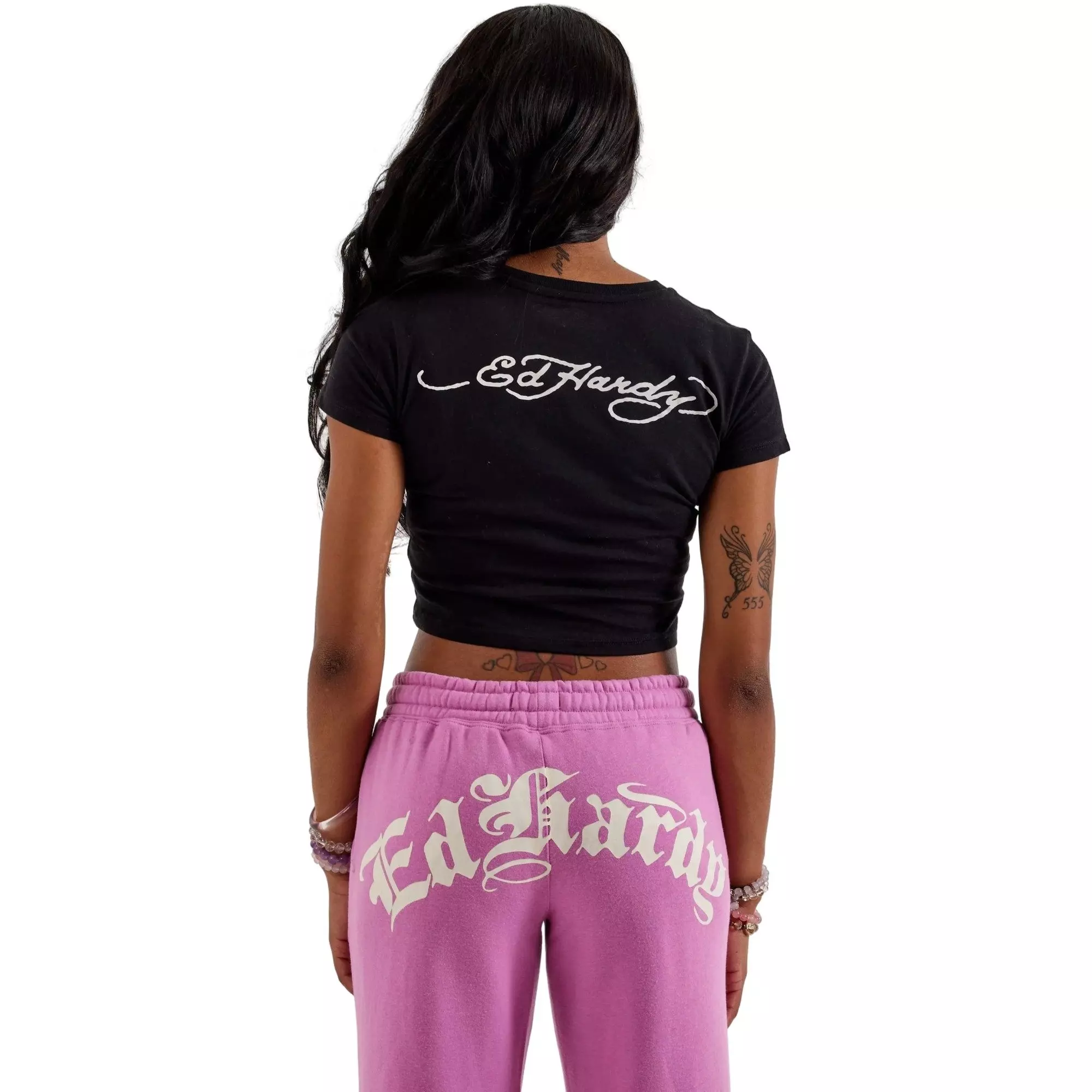 Ed Hardy Women's Eagle Baby Tee - BLACK