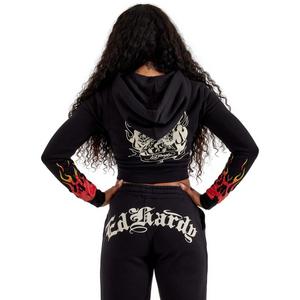 Ed Hardy Women's Tiger Flame Y2K Full-Zip Fleece Jacket