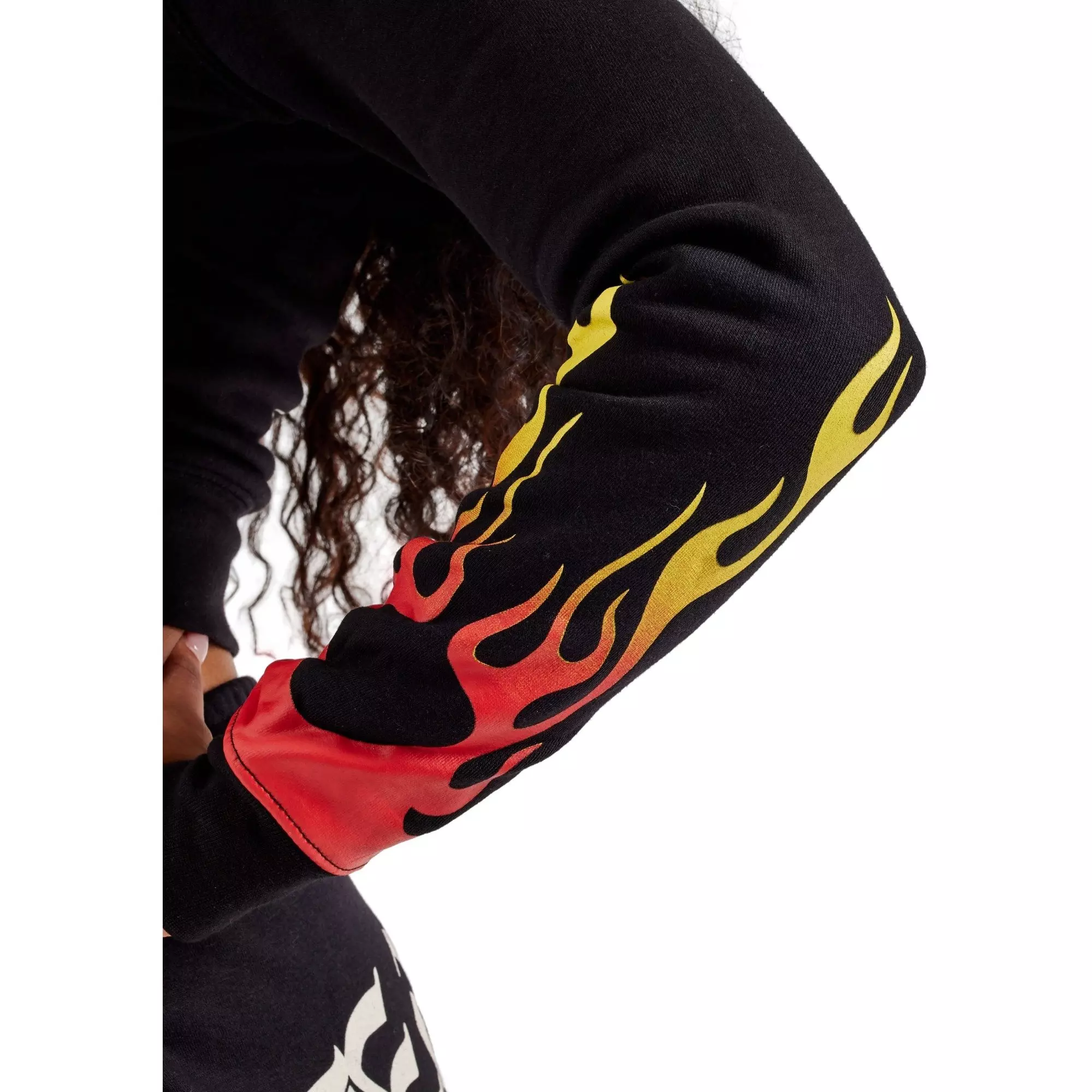 Ed Hardy Women's Tiger Flame Y2K Full-Zip Fleece Jacket - BLACK