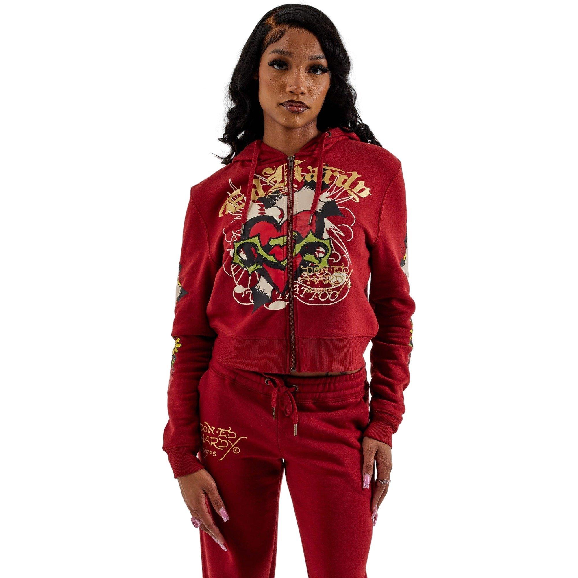 Ed Hardy Women's Sacred Heart Full-Zip Jacket - RED Thumbnail View 1