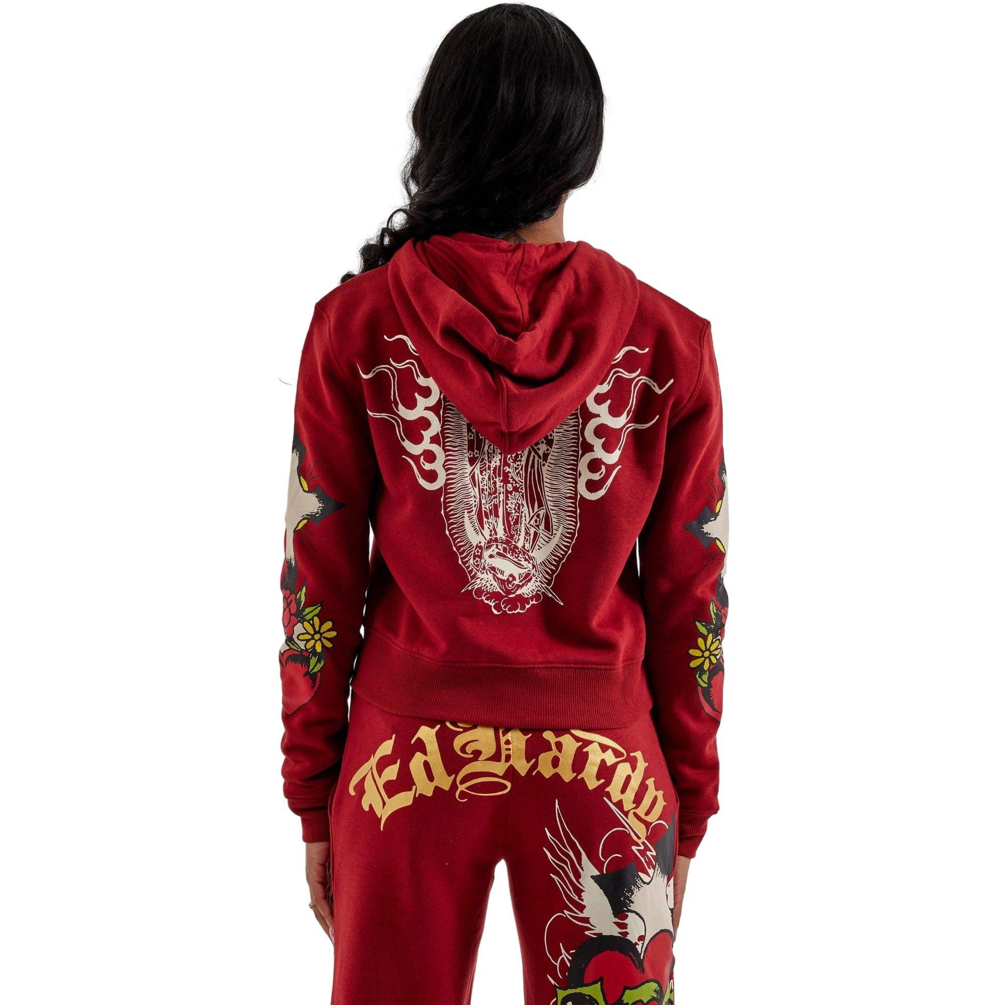 Ed Hardy Women's Sacred Heart Full-Zip Jacket - RED Thumbnail View 2
