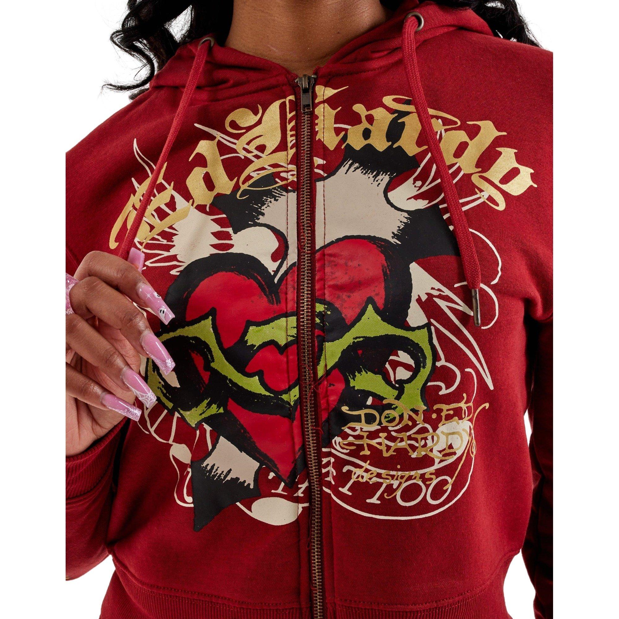 Ed Hardy Women's Sacred Heart Full-Zip Jacket - RED Thumbnail View 3