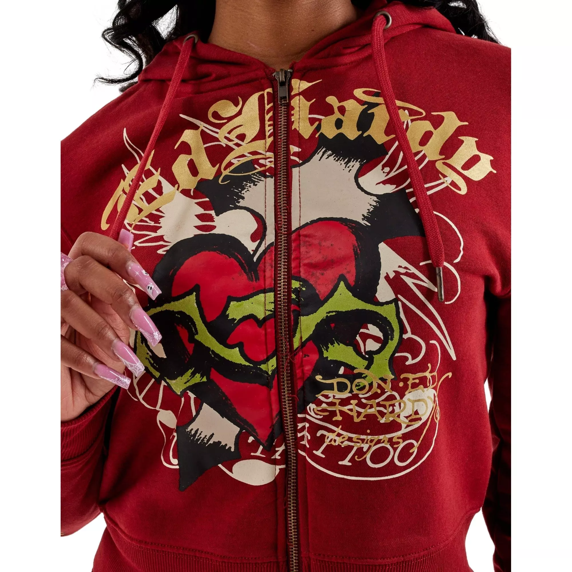 Ed Hardy Women's Sacred Heart Full-Zip Jacket - RED