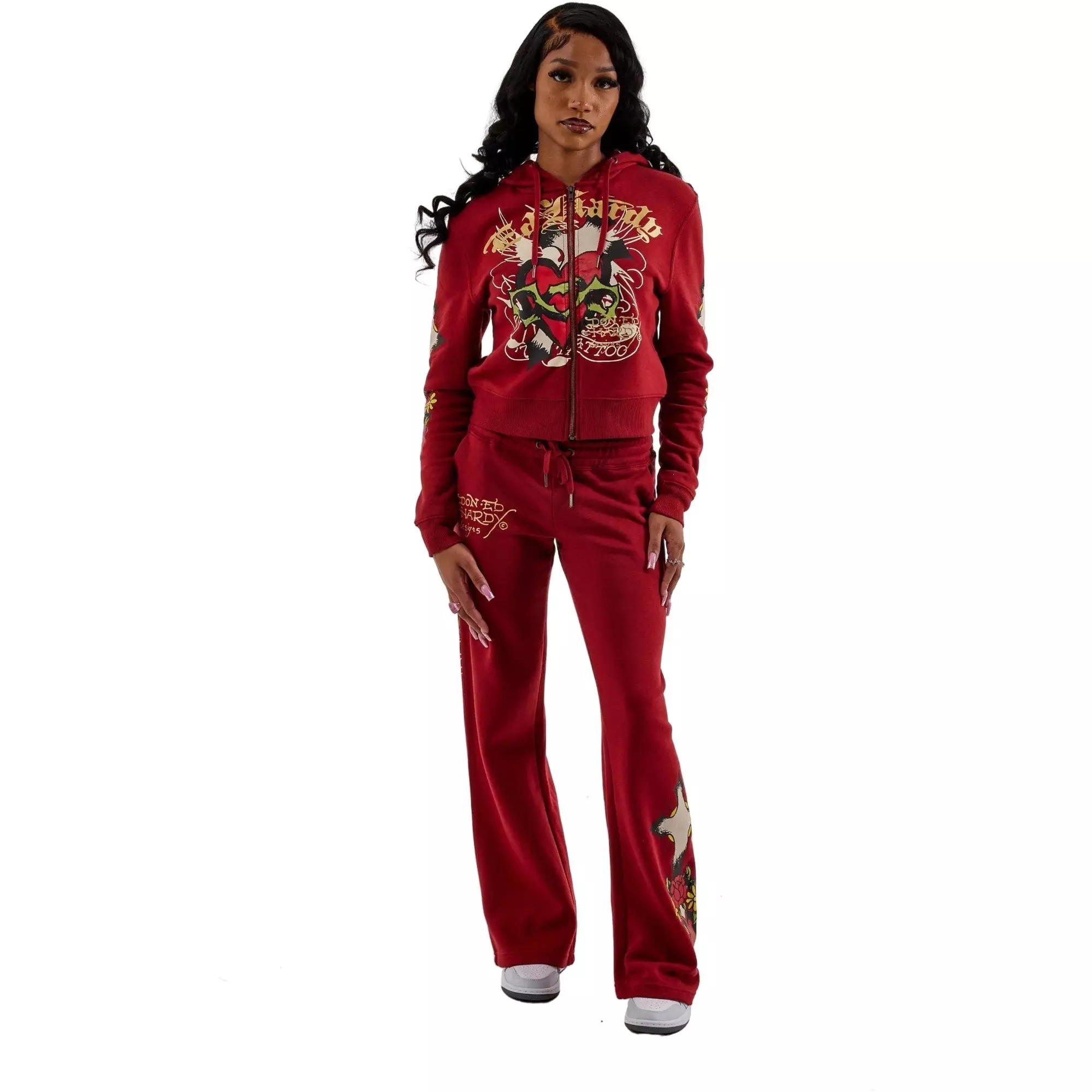 Ed Hardy Women's Sacred Heart Full-Zip Jacket - RED