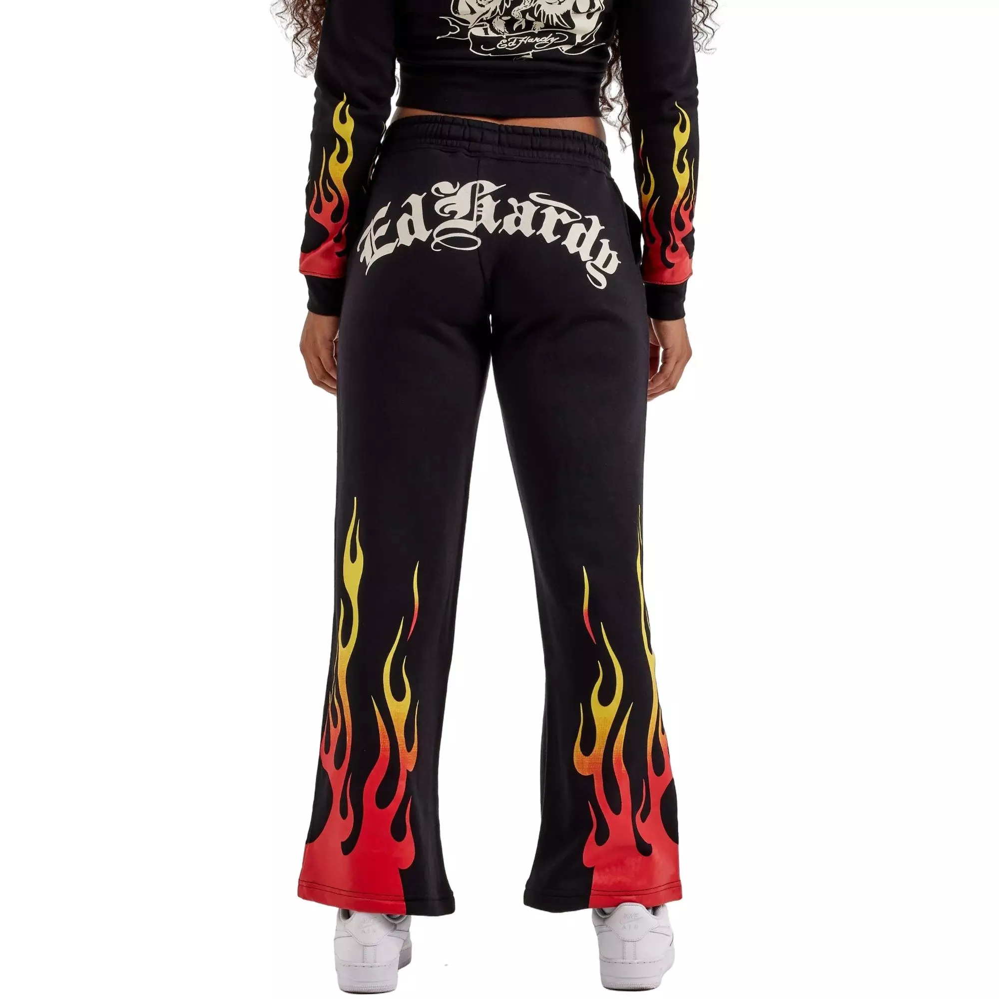 Ed Hardy Women's Tiger Flame Fleece Pants - BLACK