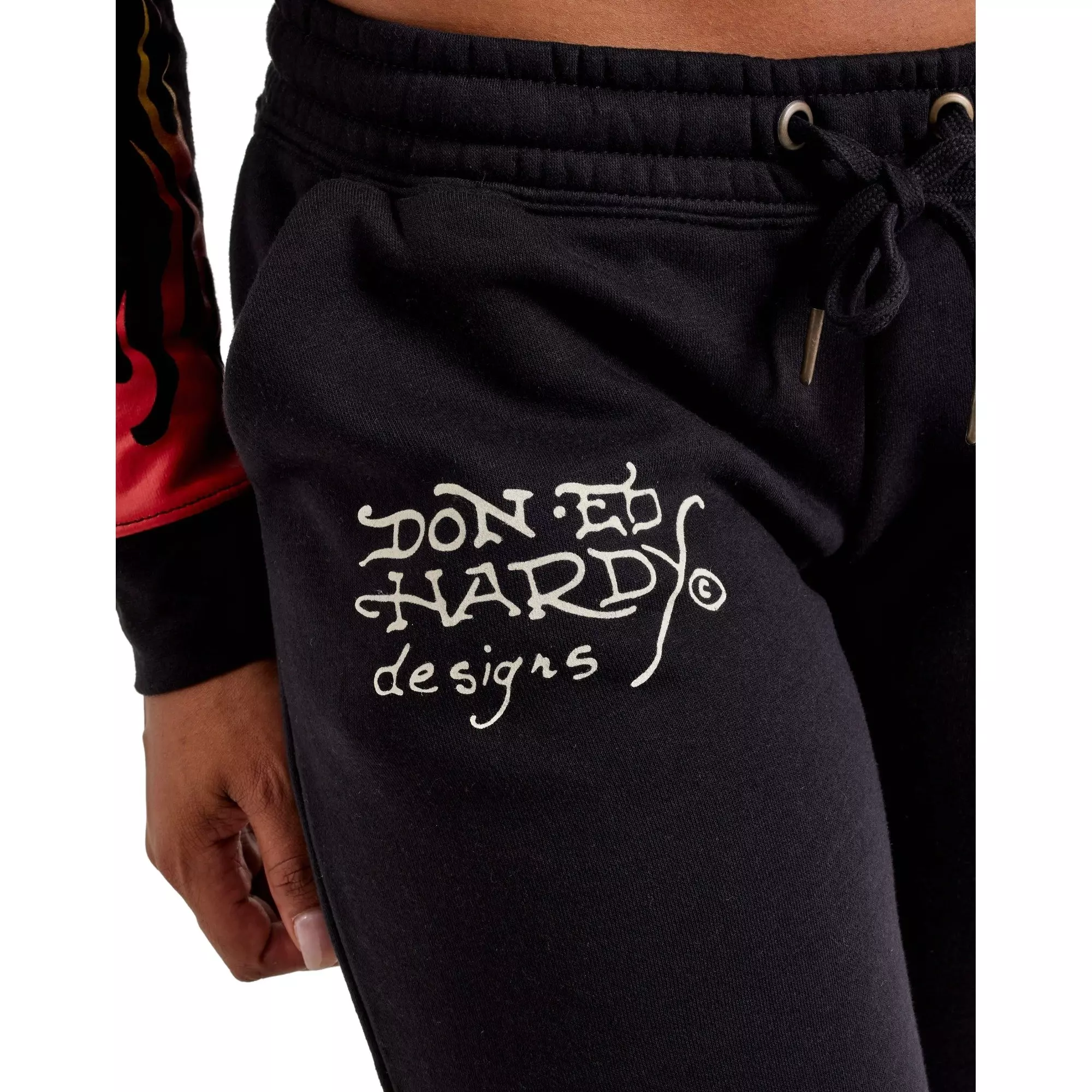 Ed Hardy Women's Tiger Flame Fleece Pants - BLACK