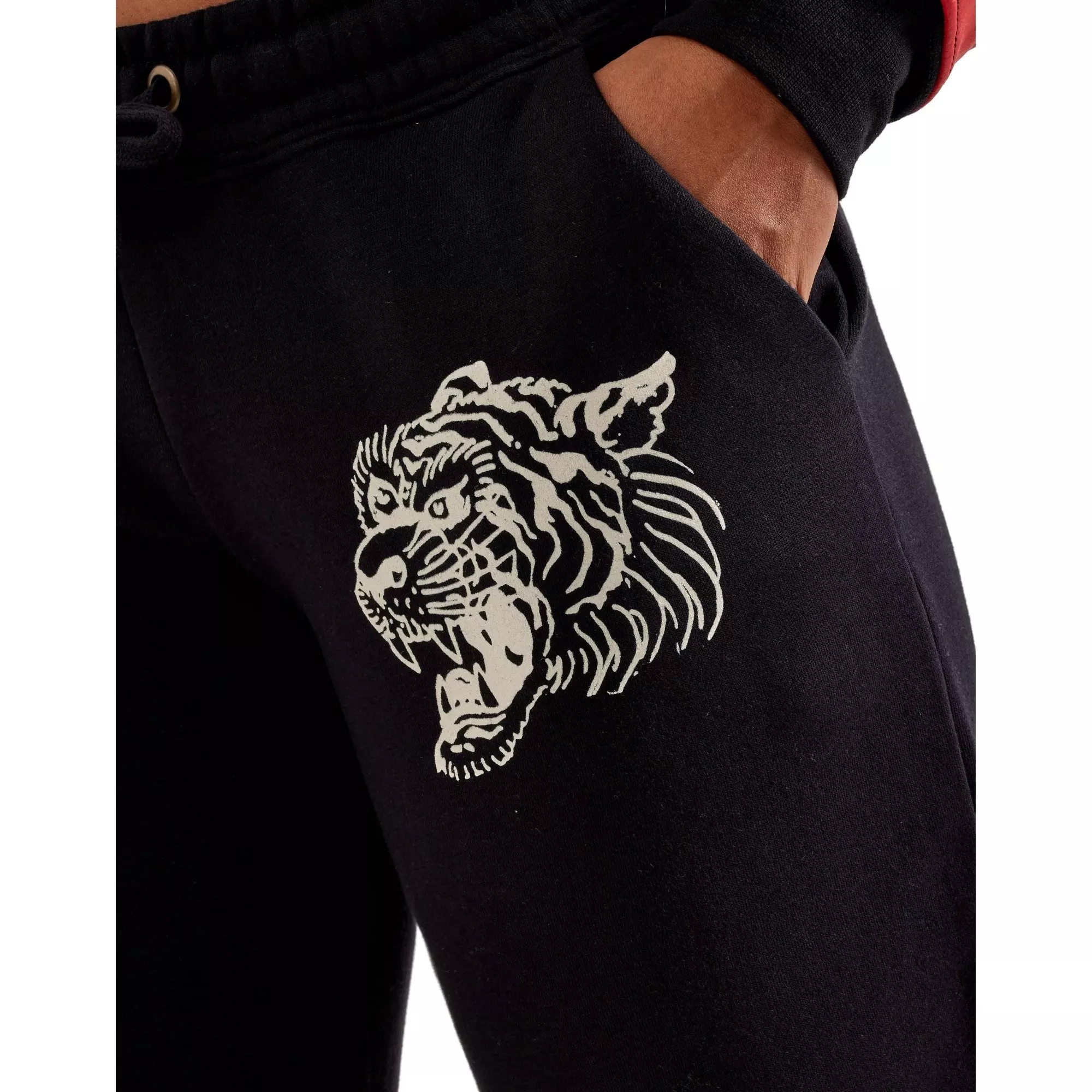 Ed Hardy Women's Tiger Flame Fleece Pants - BLACK