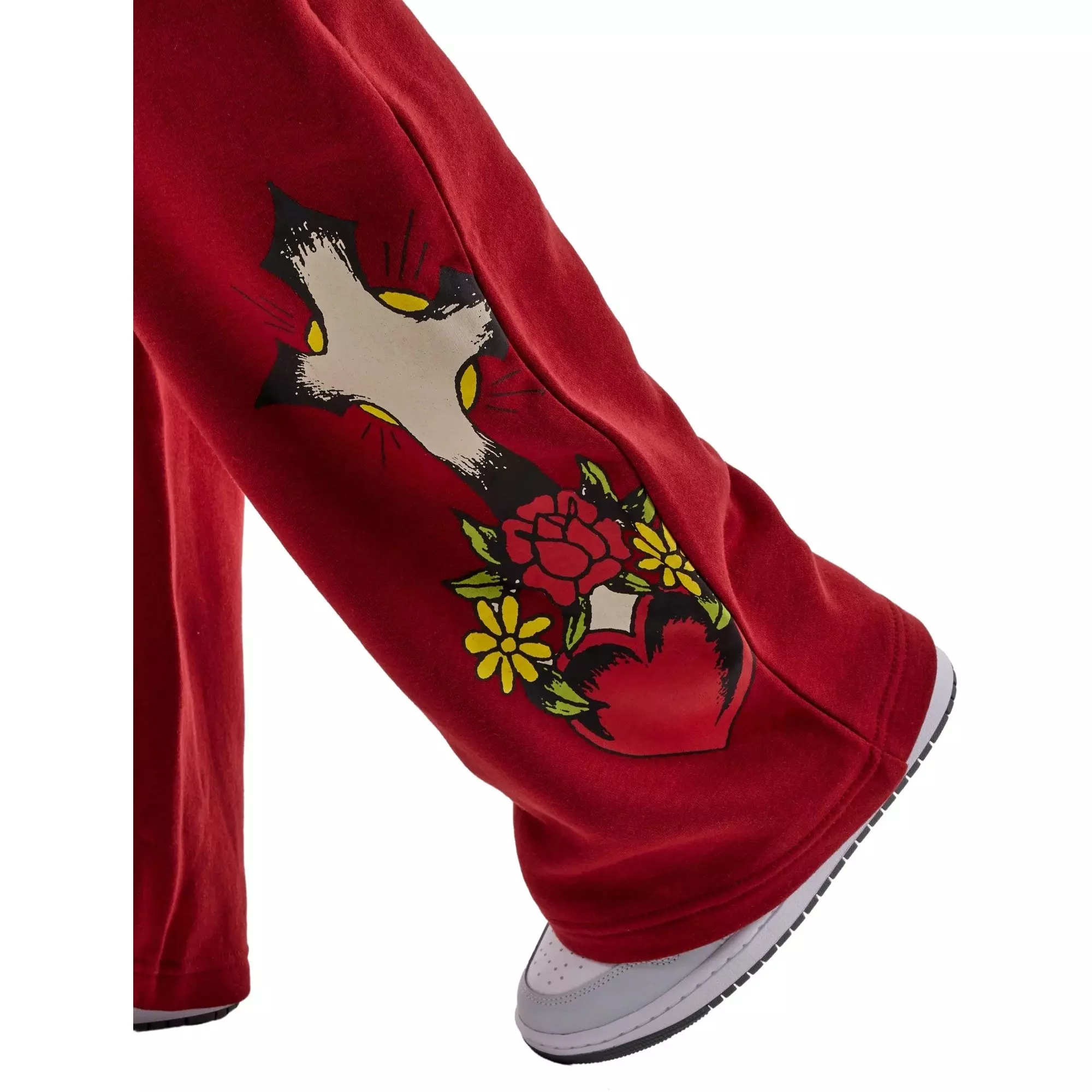 Ed Hardy Women's Sacred Heart Fleece Pants - RED