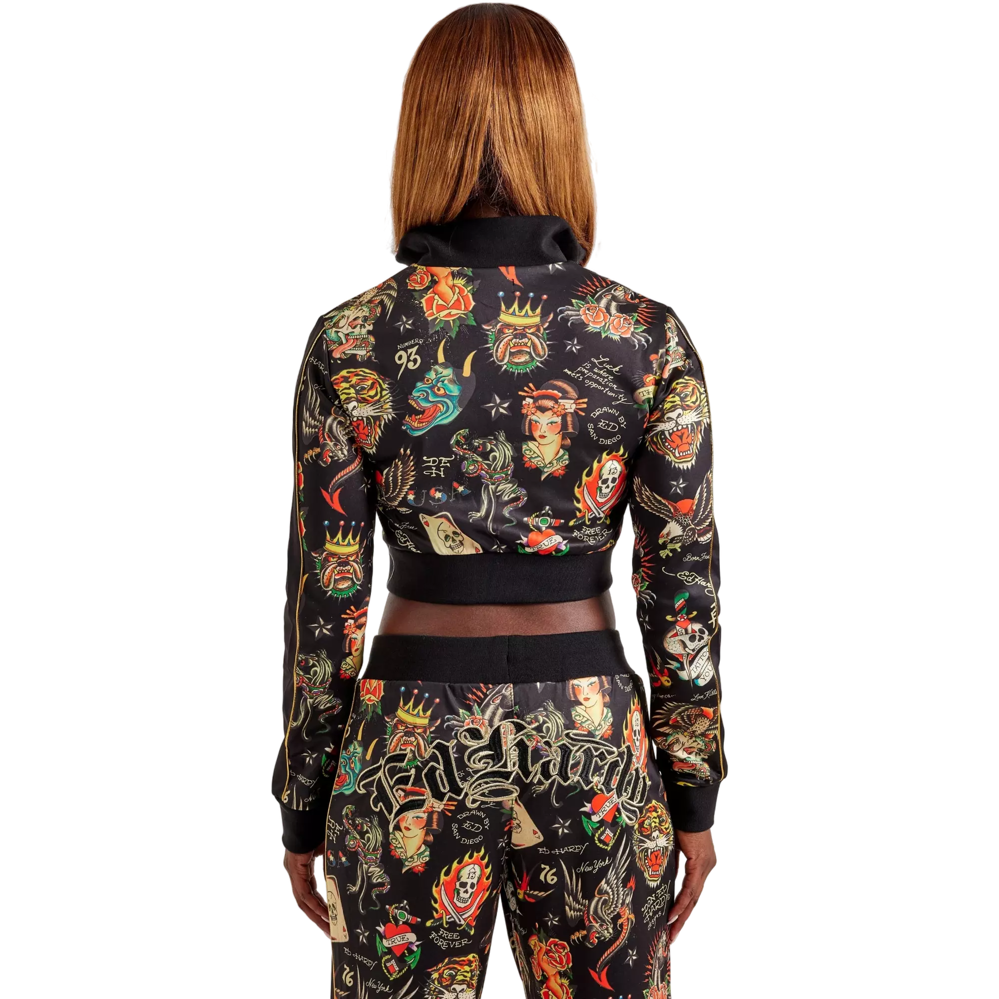 Ed Hardy Women's Shrunken Flashboard Cropped Track Jacket - MULTI-COLOR