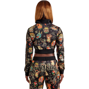 Ed Hardy Women's Shrunken Flashboard Cropped Track Jacket