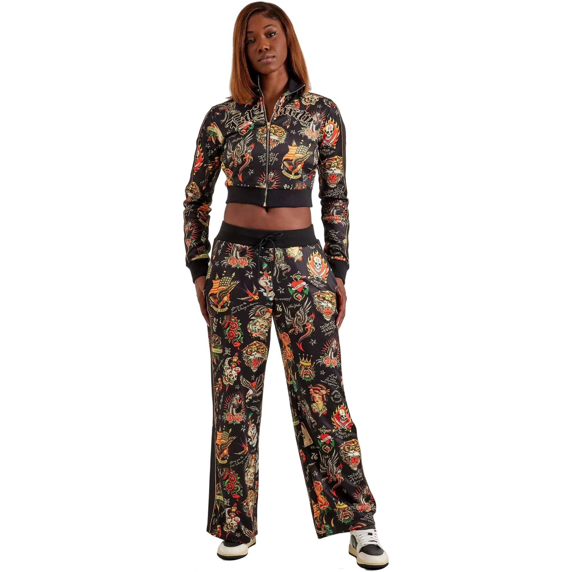 Ed Hardy Women's Shrunken Flashboard Cropped Track Jacket - MULTI-COLOR