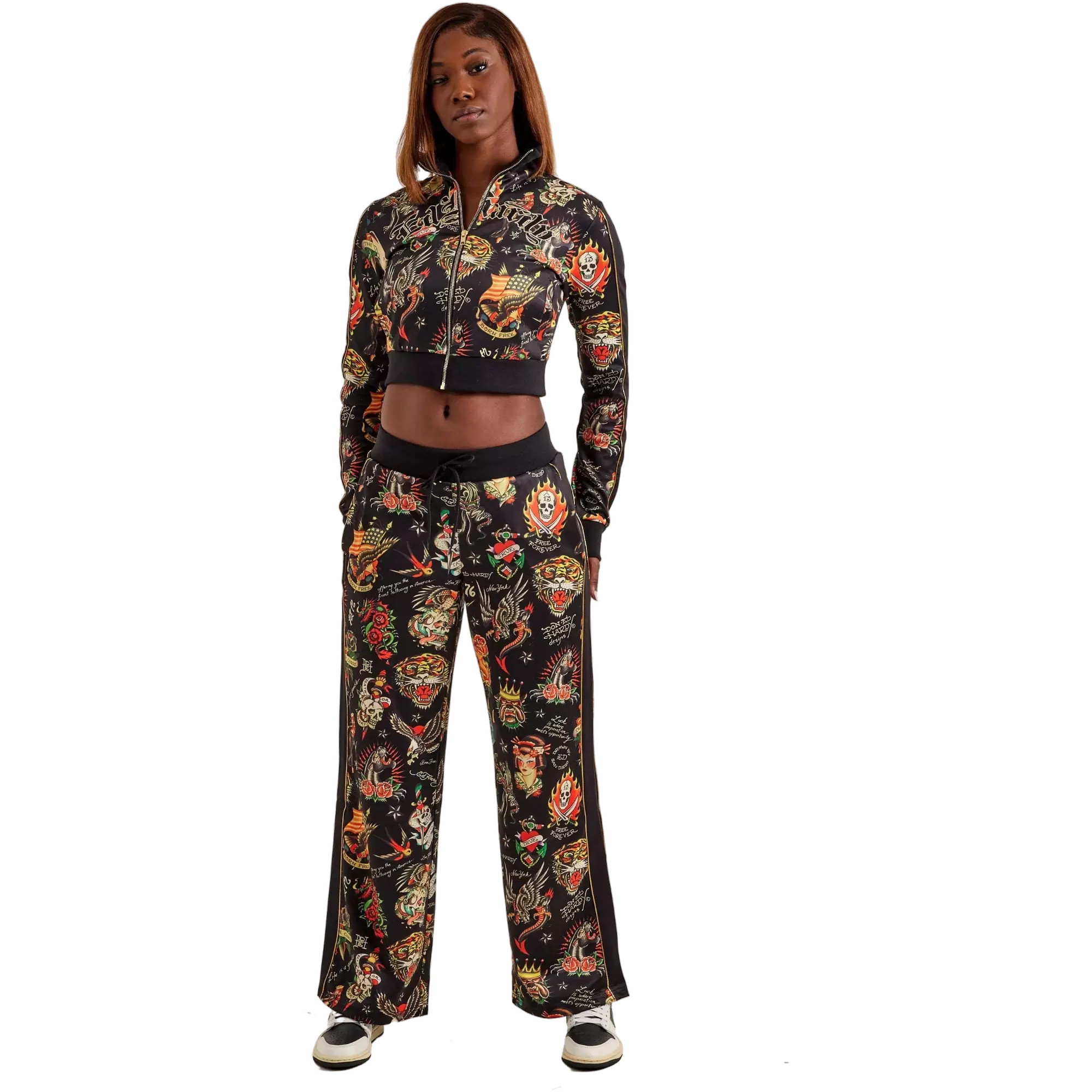 Ed Hardy Women's Shrunken Flashboard Track Pants - MULTI-COLOR