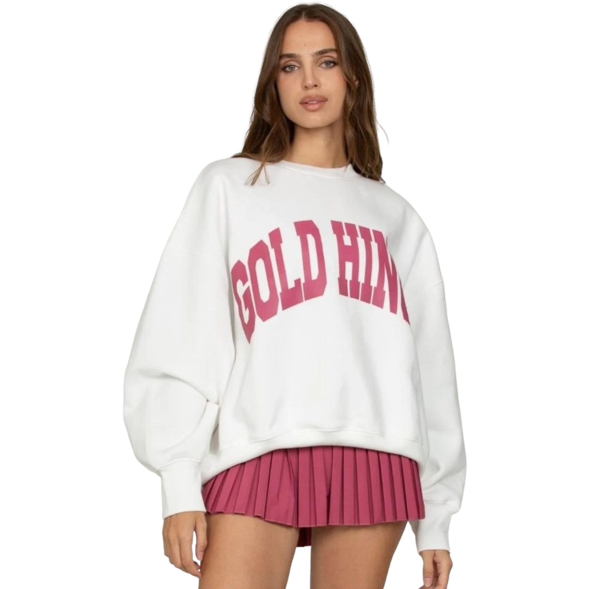 Gold Hinge Women's Wide Arm Sweatshirt - White Raspberry - RASBERRY Thumbnail View 1
