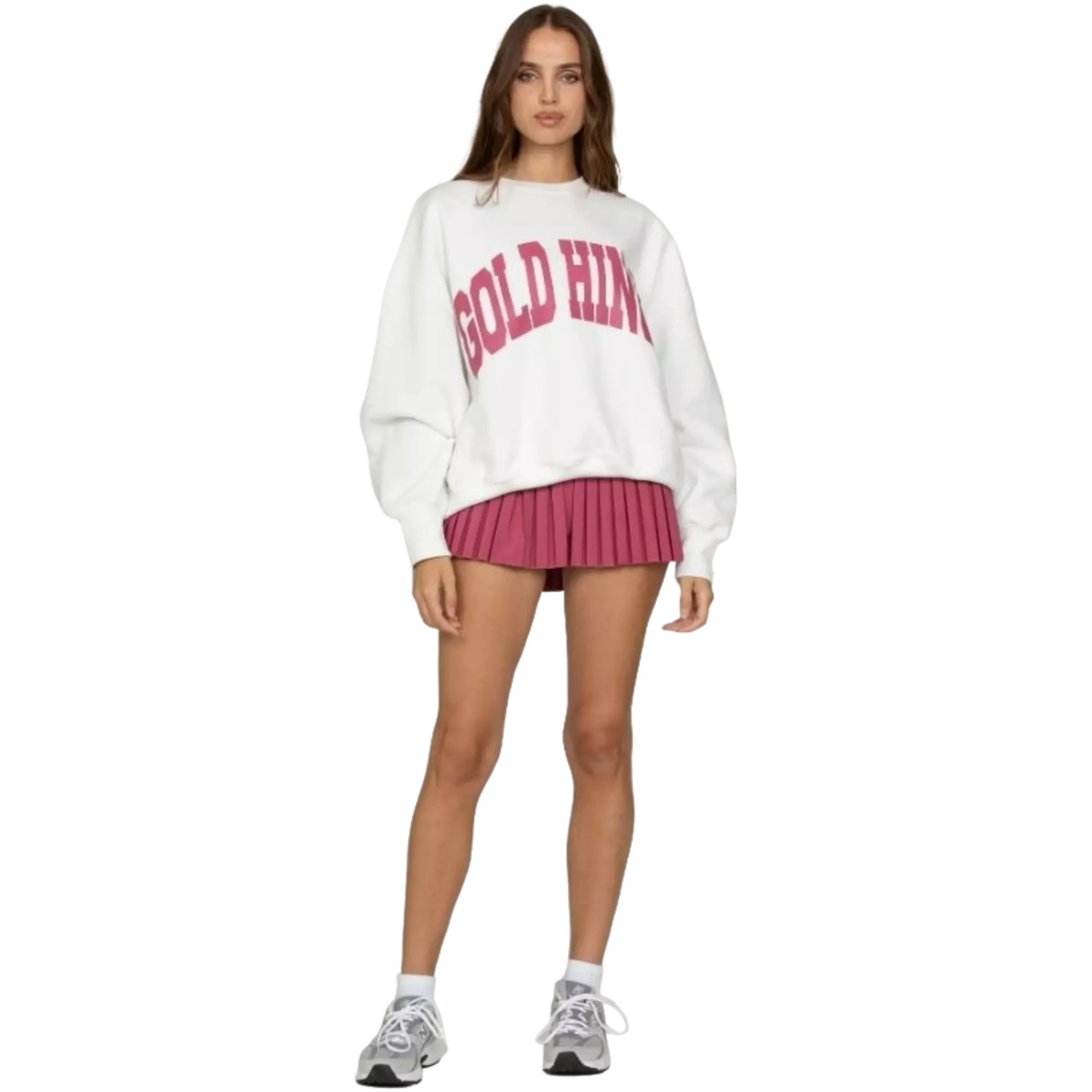 Gold Hinge Women's Wide Arm Sweatshirt - White Raspberry - RASBERRY