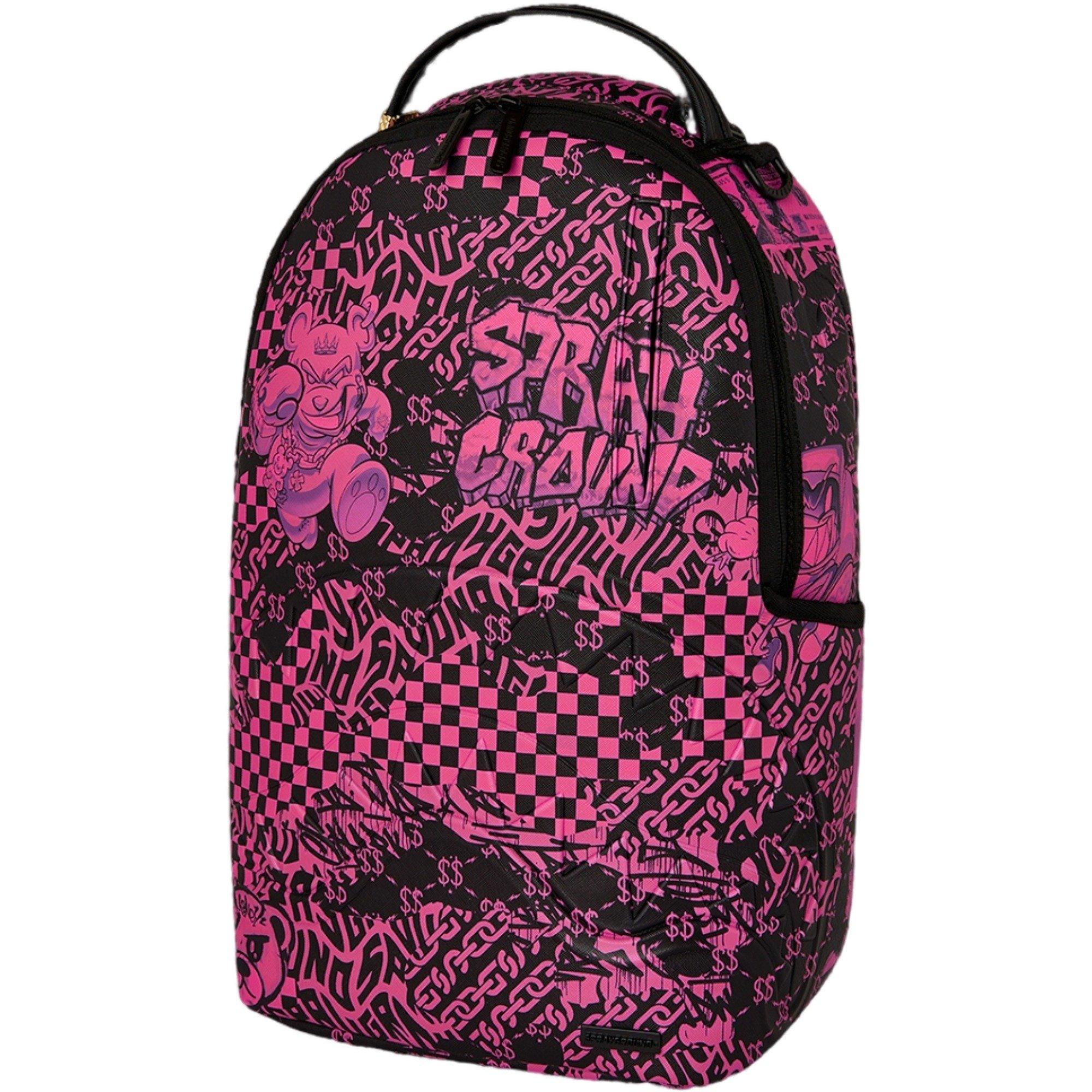 Sprayground Pink and Black Urban Graffiti Backpack Sprayground Shark Central Pink DLXSV Backpack Black/Pink  main image 3