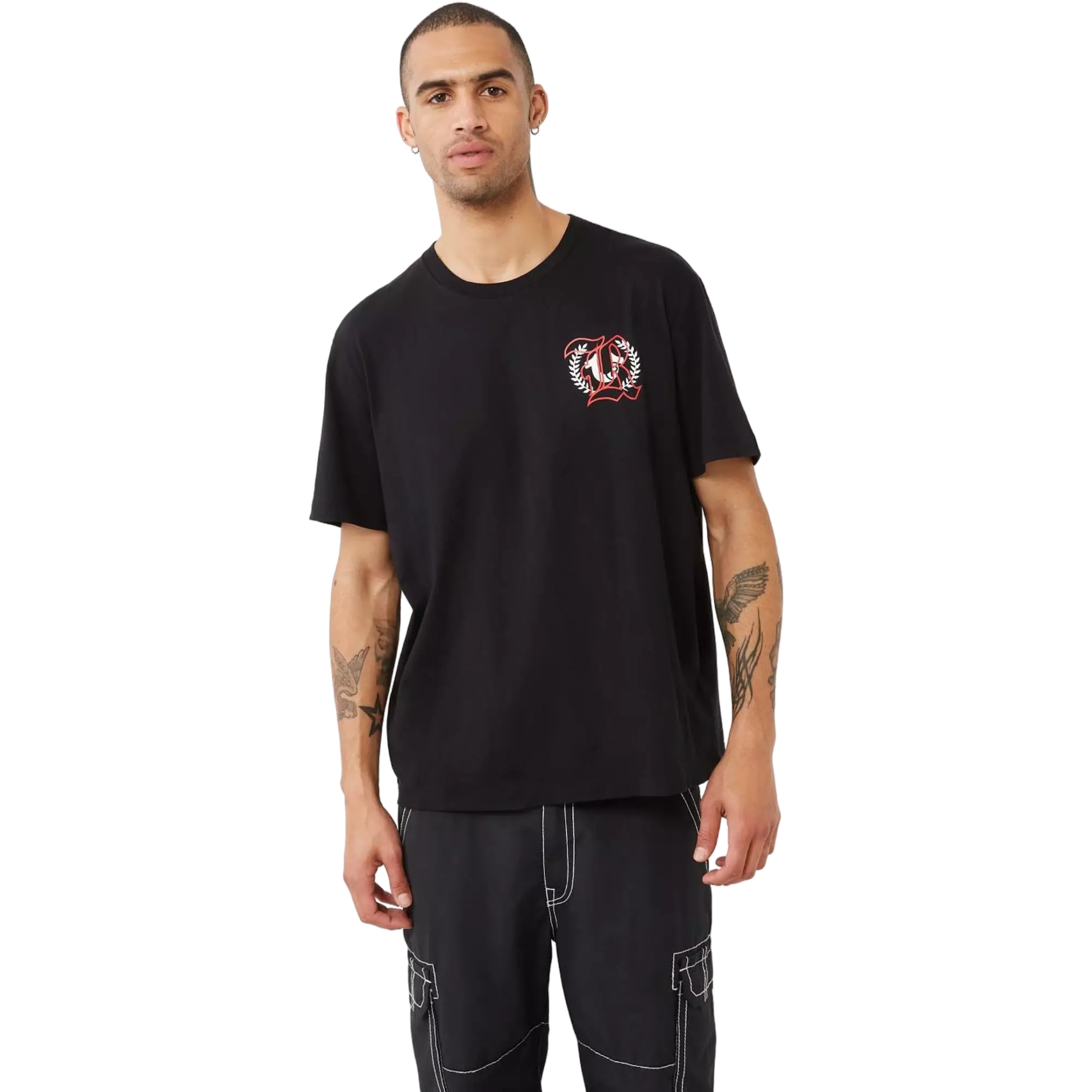 True Religion Men's Multi Print Logo Tee - BLACK