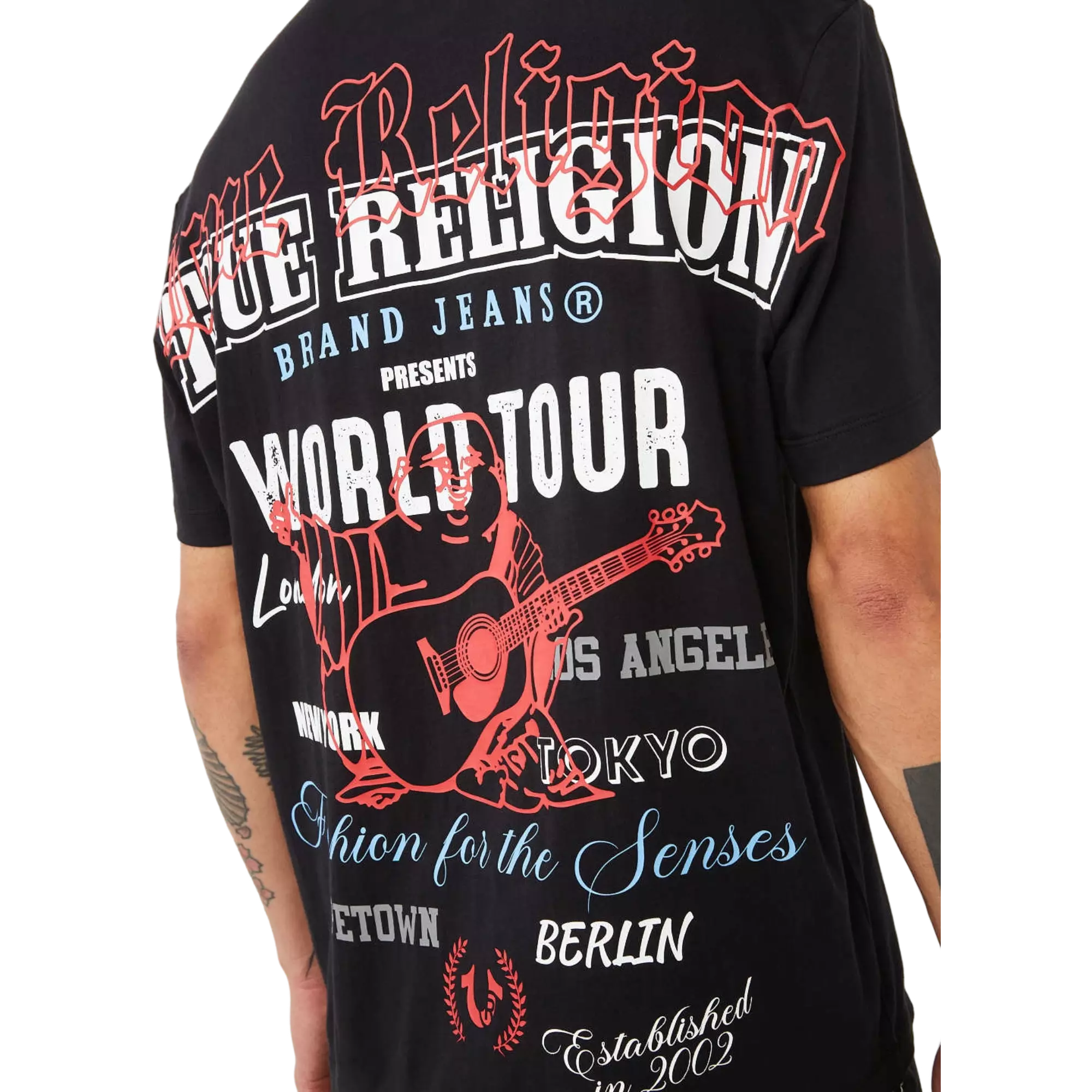 True Religion Men's Multi Print Logo Tee - BLACK