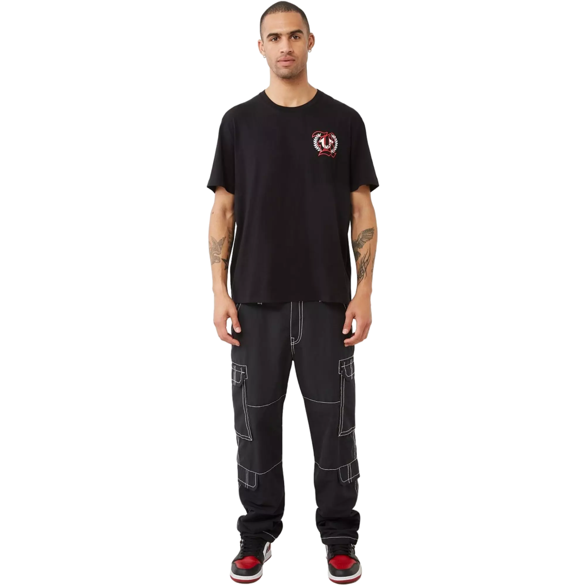 True Religion Men's Multi Print Logo Tee - BLACK