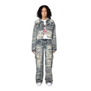 Smoke Rise Women's High Rise Wide Leg Chain Denim Pants