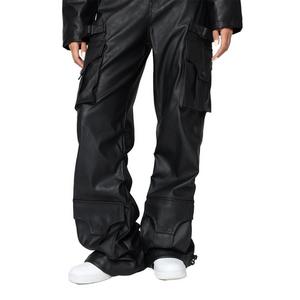 Smoke Rise Women's PU Wideleg Pants - Black